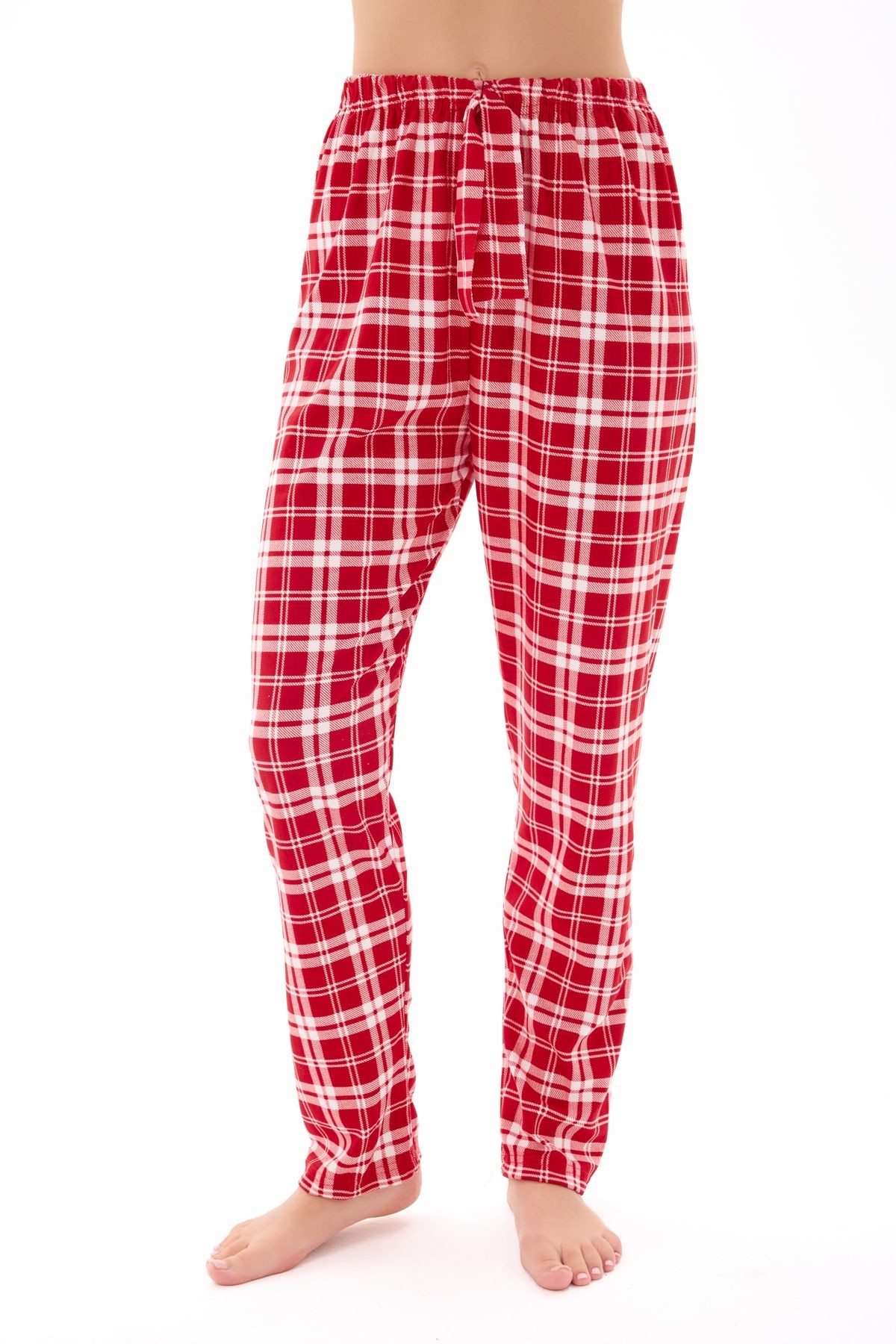 Kadın Desenli Yumuşak Dokulu Örme Pijama Altı