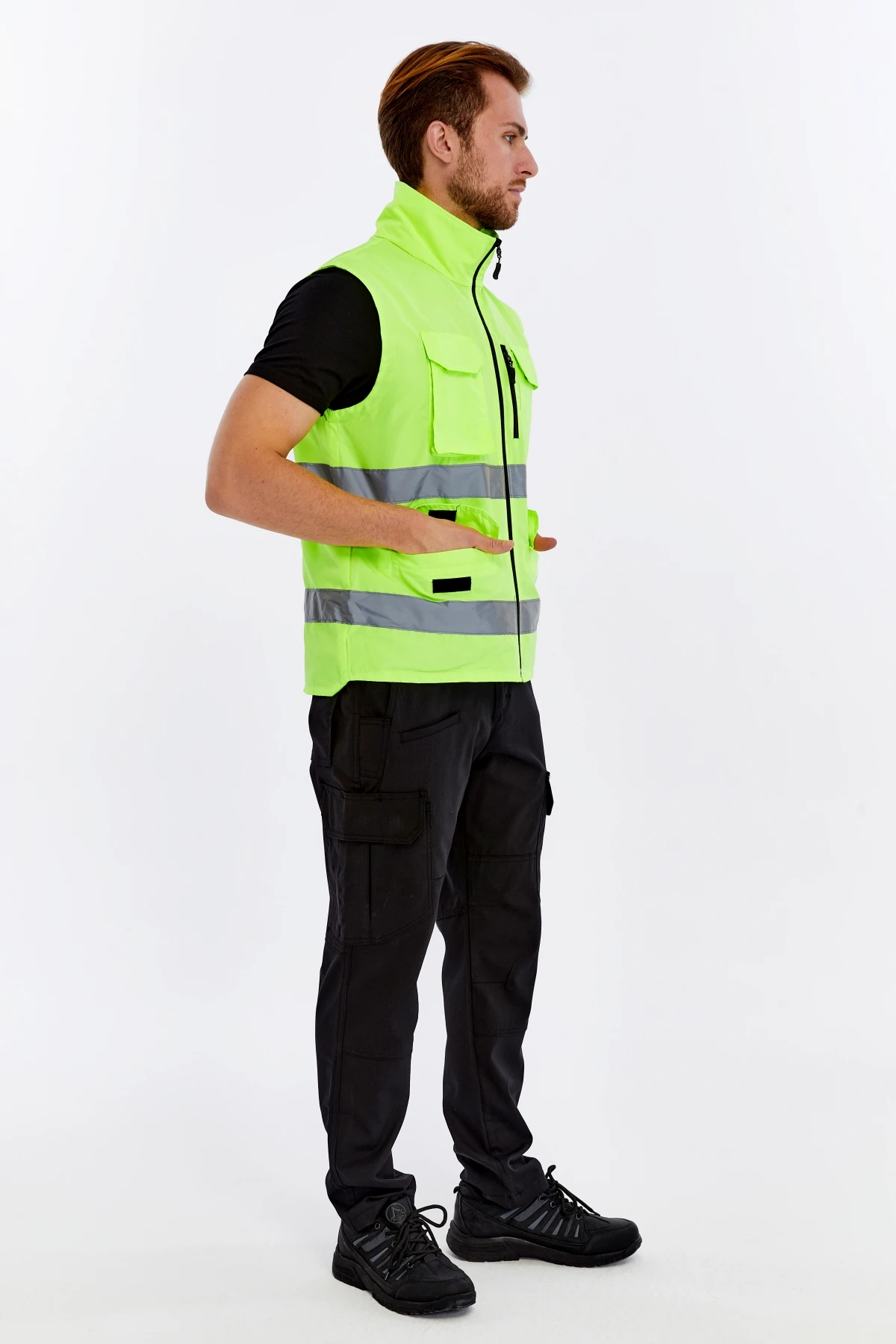 Uniprom Mühendis Yeleği Yönetici İkaz Yeleği Nora Model Reflektörlü Neon Yeşil