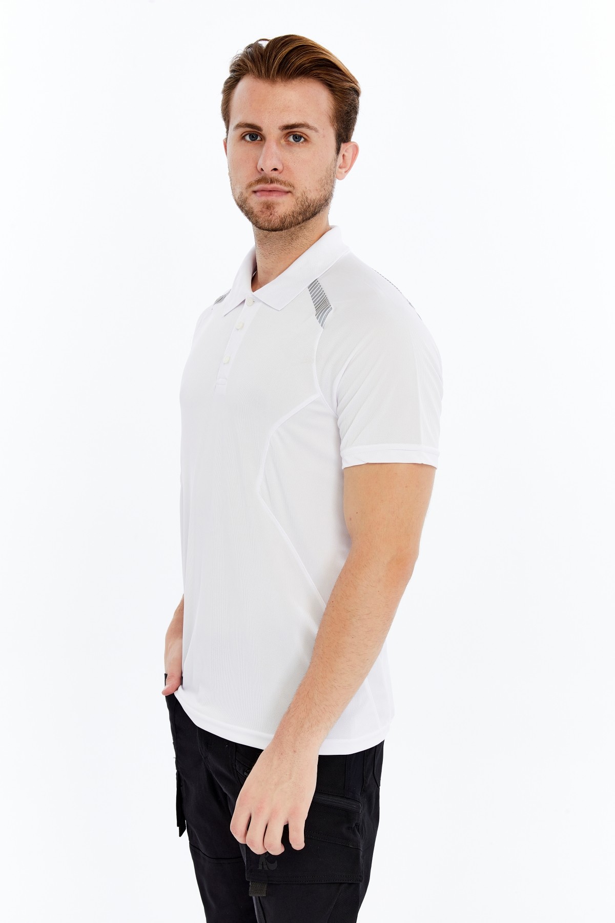 Uniprom Erkek Polo Yaka Tişört Nefes Alan Kumaş Procool Spor Outdoor T-shirt Beyaz