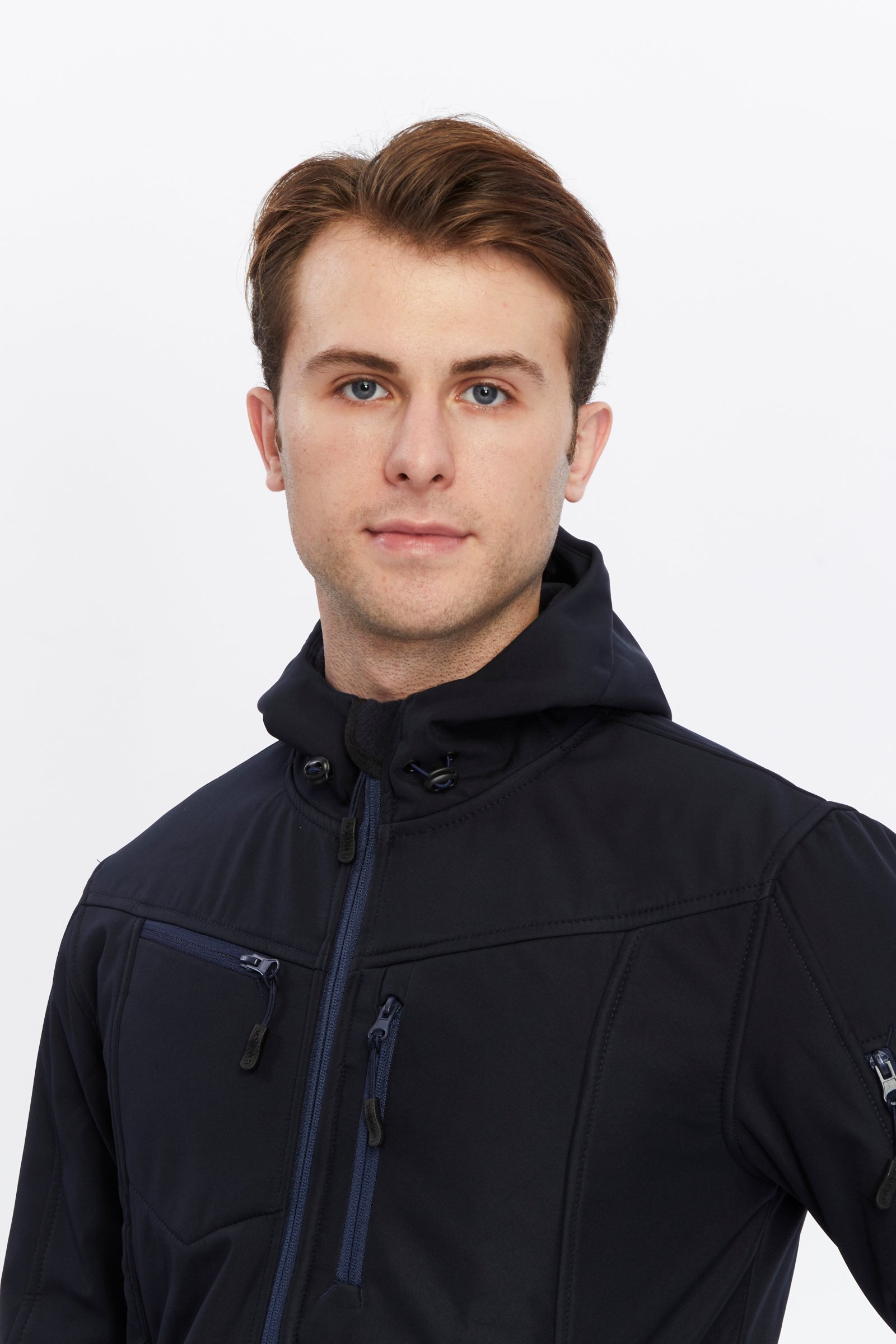 Uniprom Softshell Mont Kapşonlu Erkek Su Ve Rüzgar Geçirmez Mont Lacivert 5 Cepli