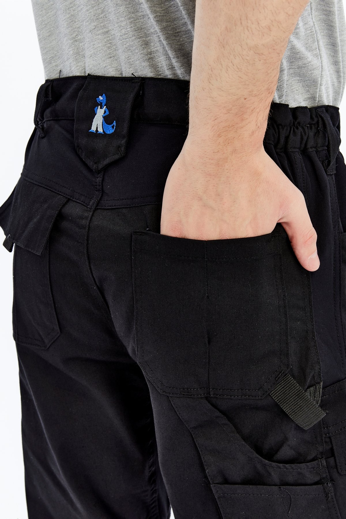 Uniprom İş Pantolonu Madrid Model 10 Cepli Likralı Diz Destekli Full Siyah