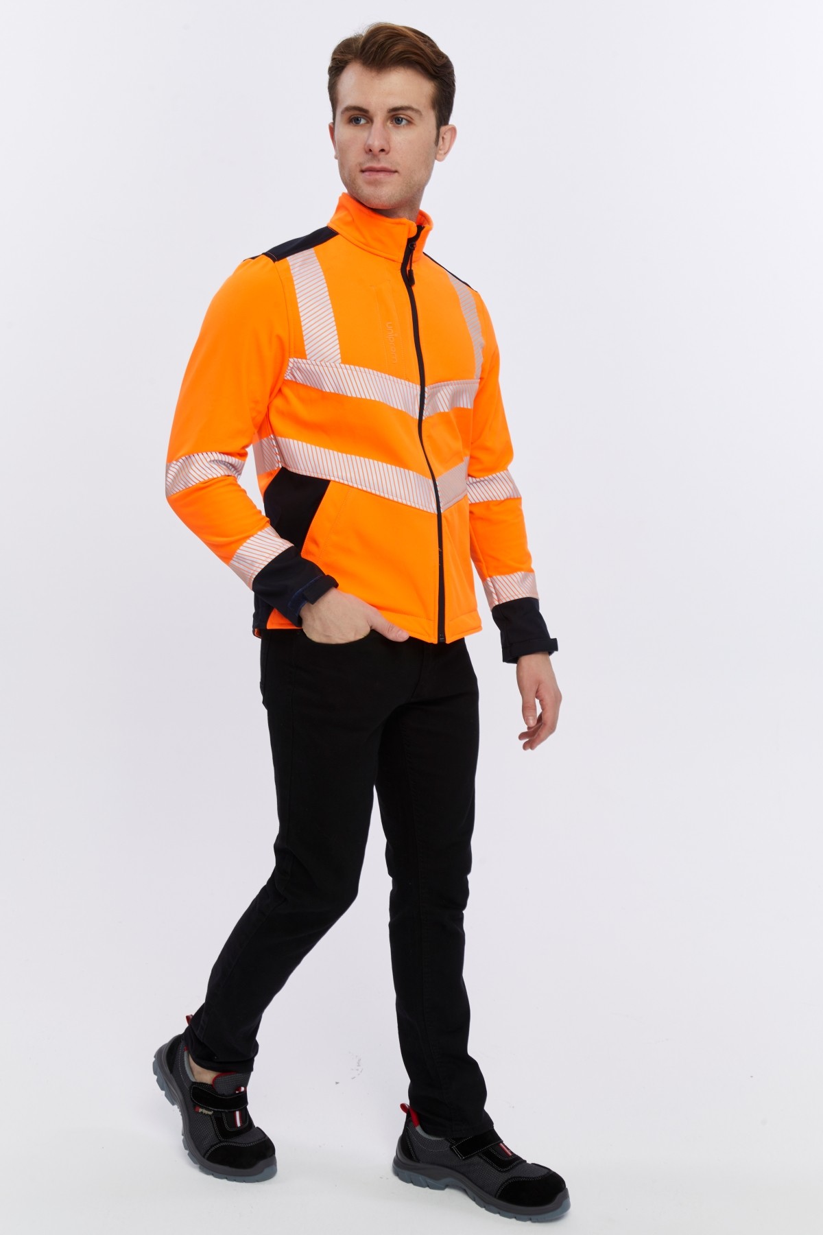 Uniprom Softshell Mont İçi Polarlı Su ve Rüzgar Geçirmez Yüksek Görünümlü Pro Model Neon Turuncu