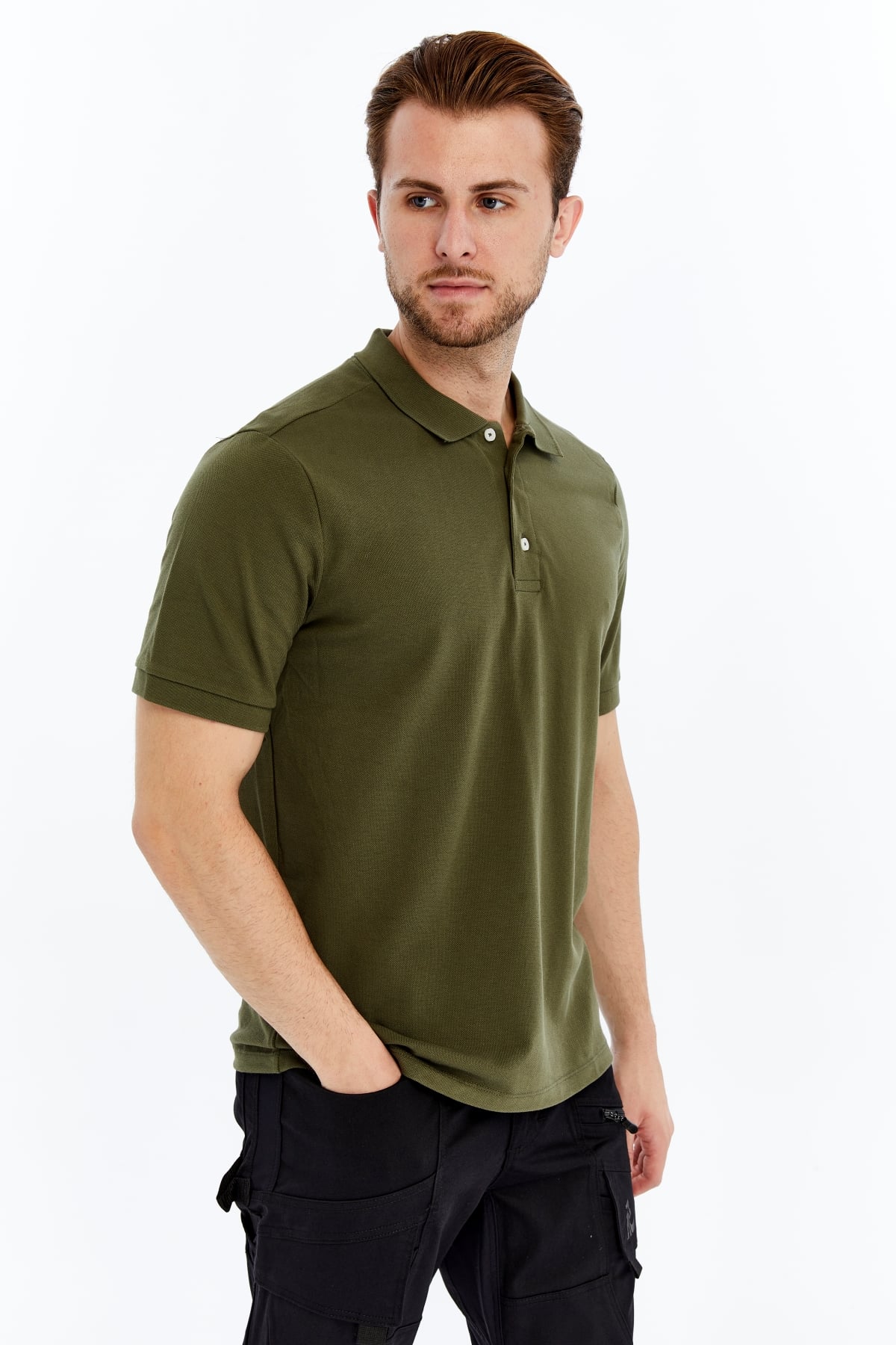 Uniprom Polo Yaka Tişört %100 Pamuk Haki Erkek