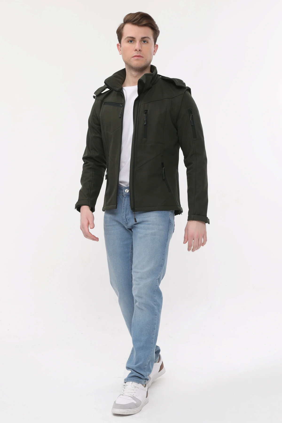 Uniprom Taktikal Softshell Mont Kollar ve Kapşon Çıkabilir Erkek Haki