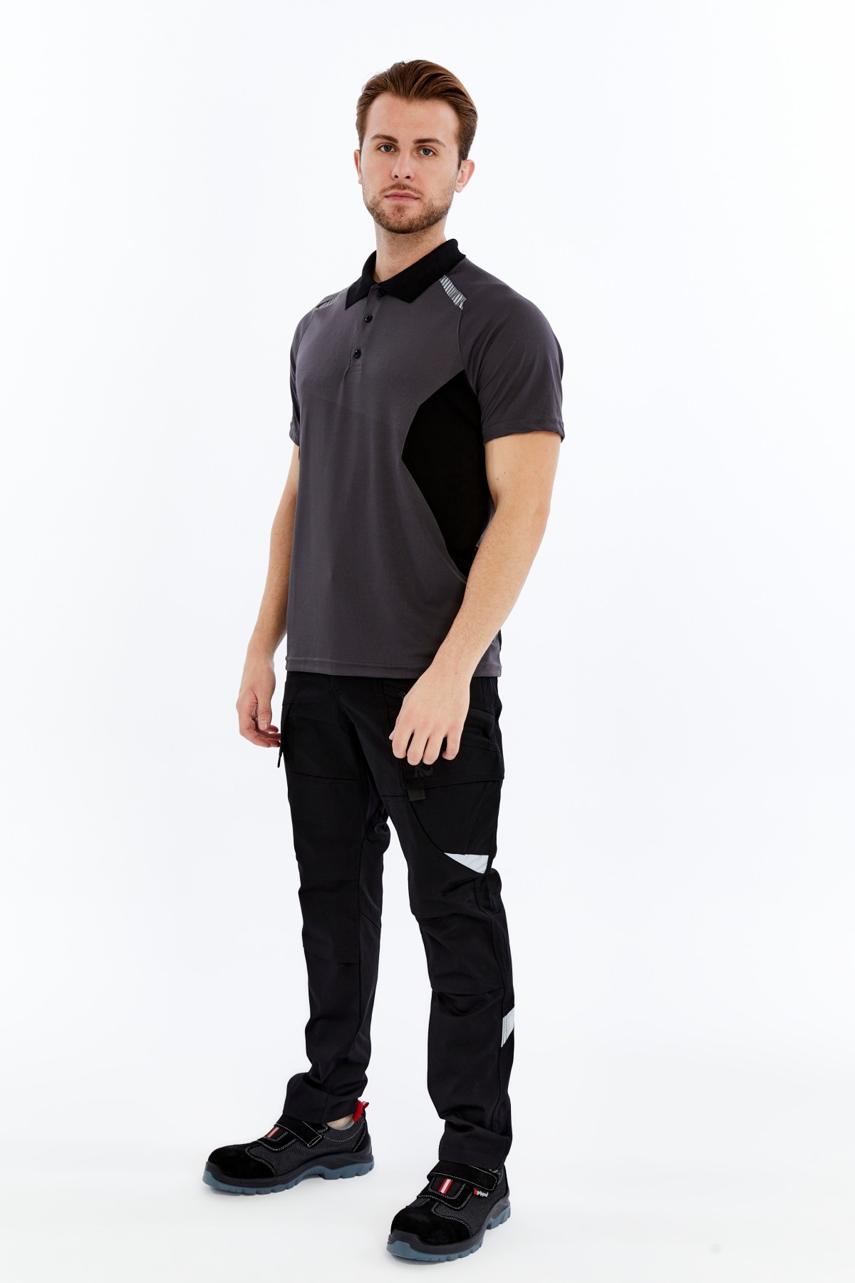 Uniprom Erkek Polo Yaka Tişört Nefes Alan Kumaş Procool Spor Outdoor T-shirt Füme