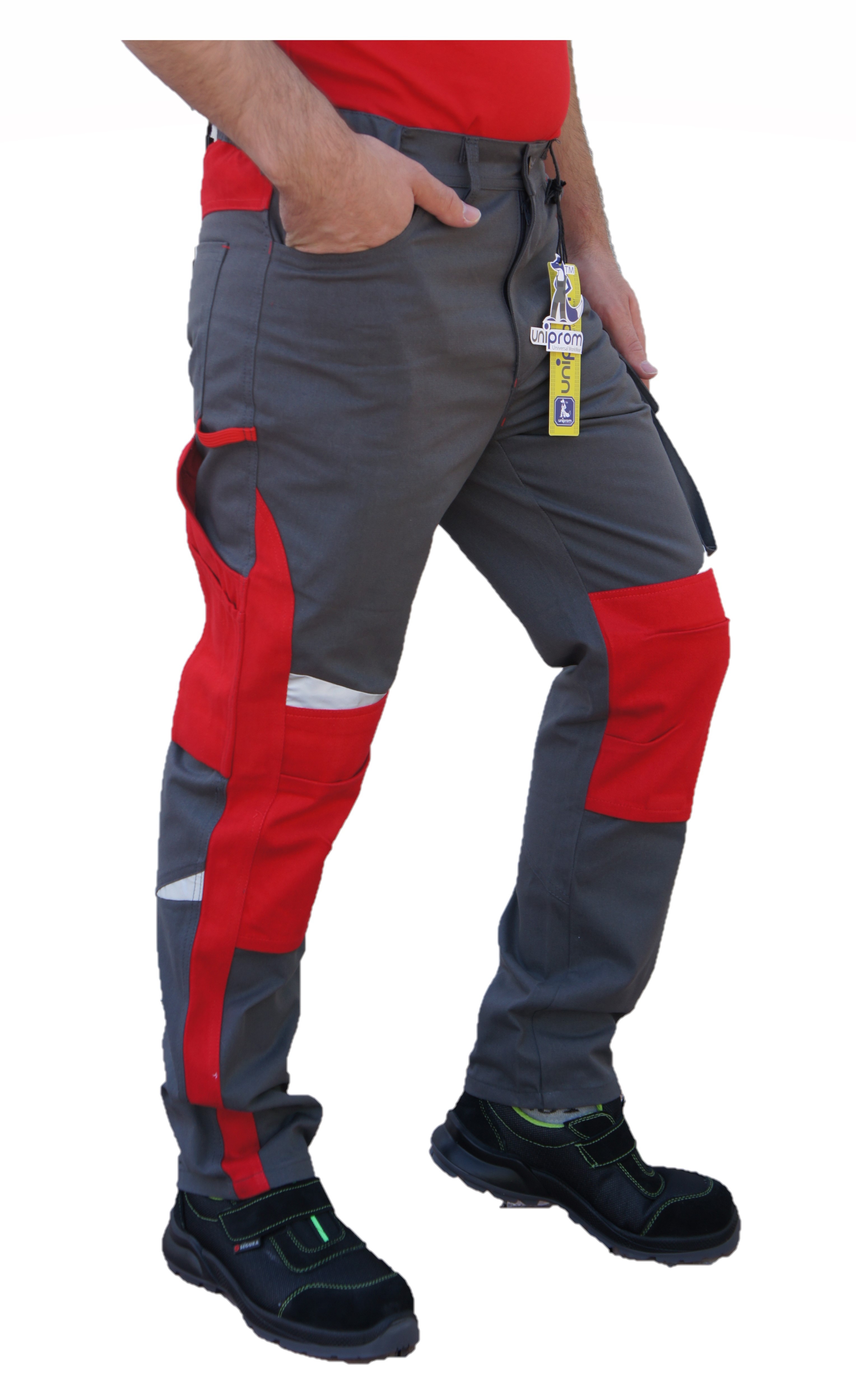 Uniprom İş Pantolonu Harman Karışımı Roma Model Kırmızı- Erkek