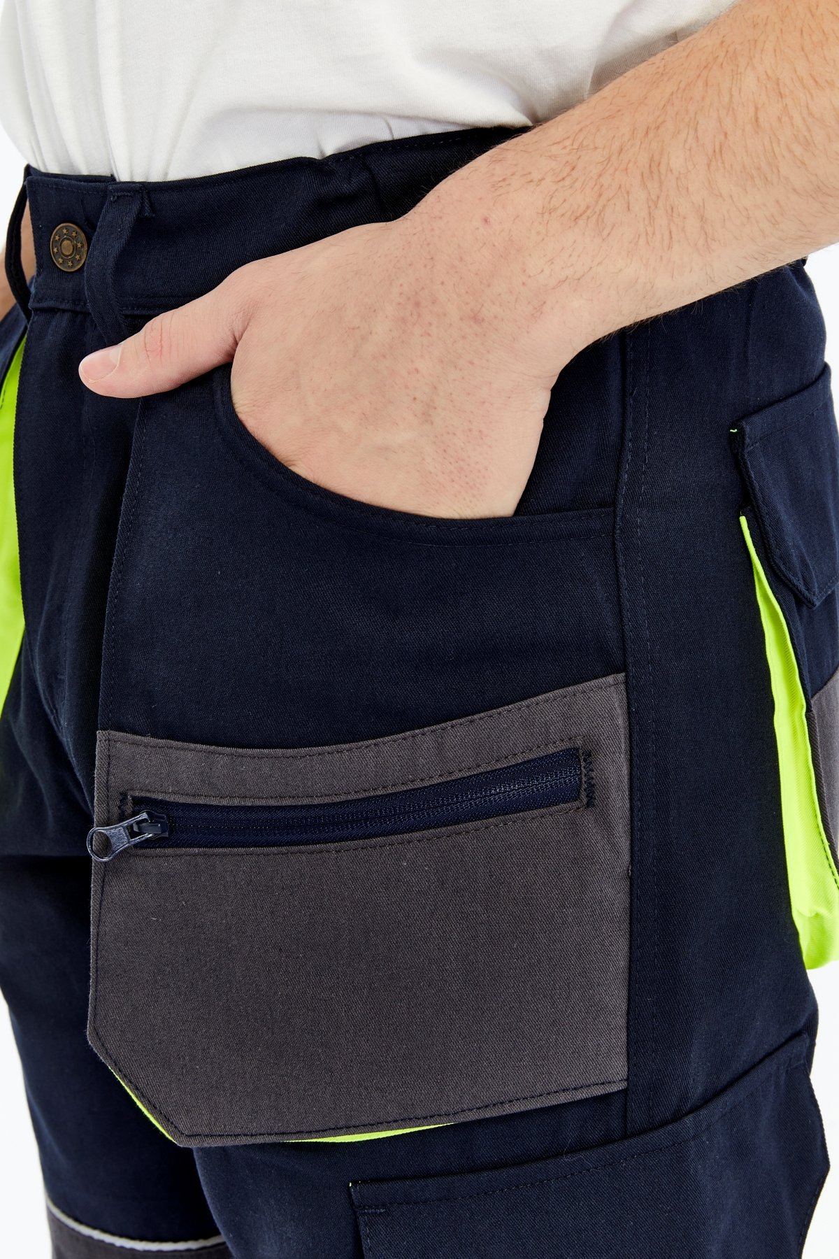 Uniprom İş Pantolonu Lizbon Plus Model Çok Cepli Harman Kumaş Lacivert