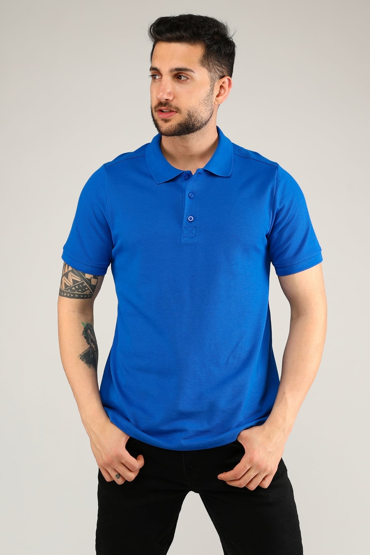 Uniprom Polo Yaka Tişört %100 Pamuk Mavi Erkek