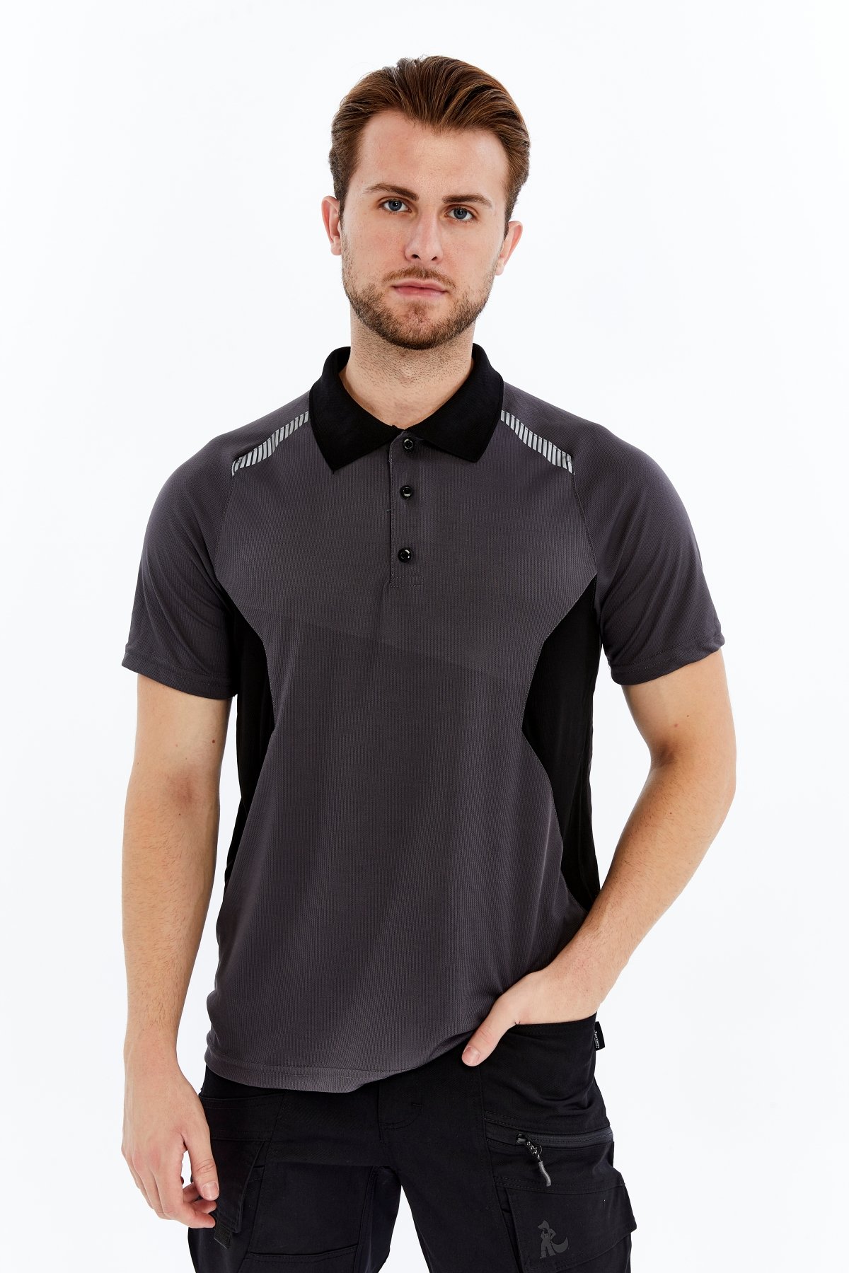 Uniprom Erkek Polo Yaka Tişört Nefes Alan Kumaş Procool Spor Outdoor T-shirt Füme