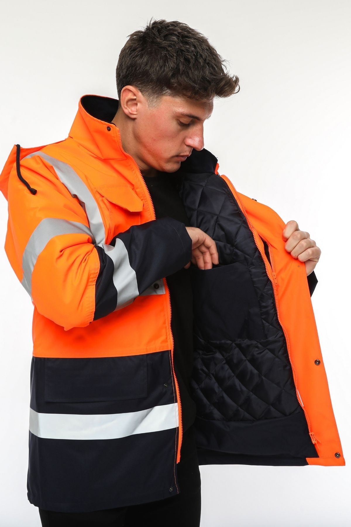 Uniprom İş Kabanı Parka Su ve Rüzgar Geçirmez Rain Safety Model Membranlı Neon Turuncu Erkek