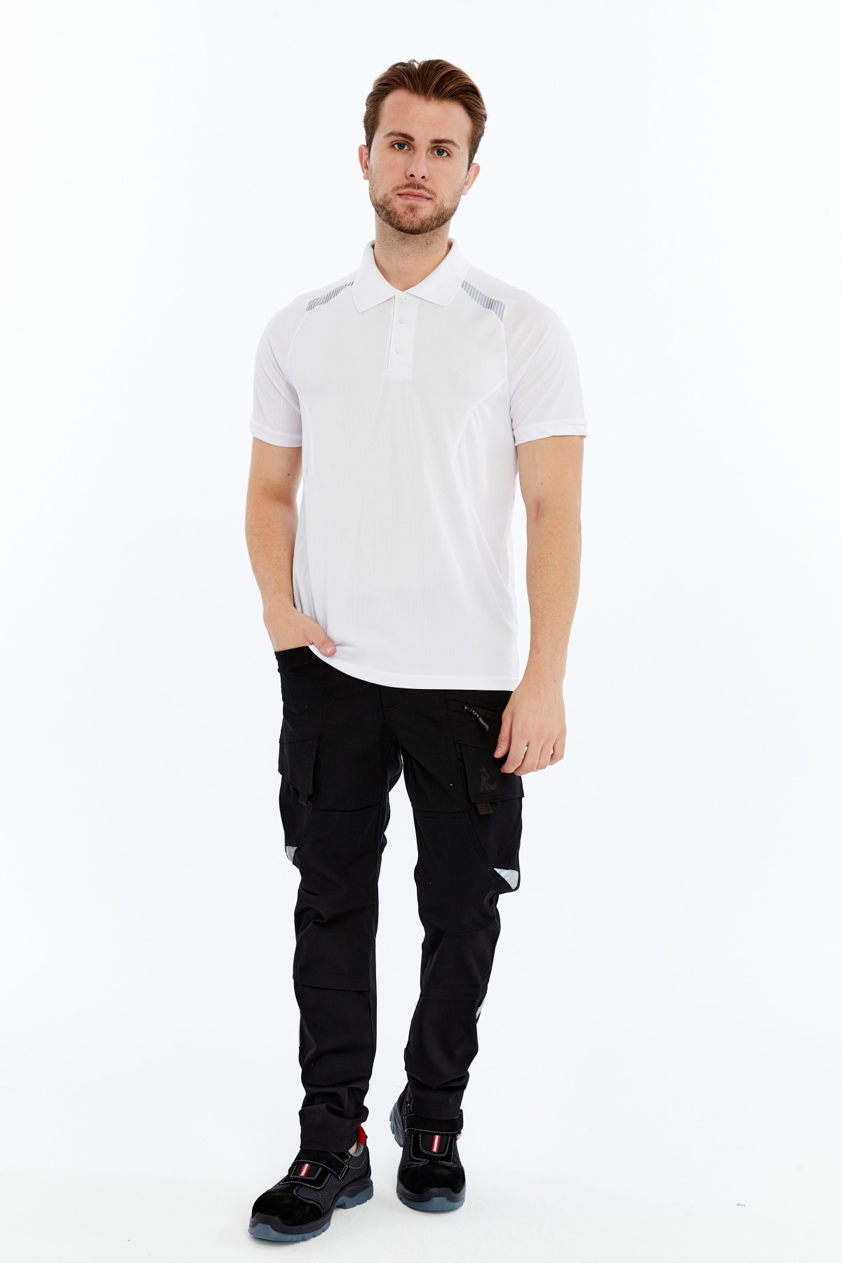 Uniprom Erkek Polo Yaka Tişört Nefes Alan Kumaş Procool Spor Outdoor T-shirt Beyaz