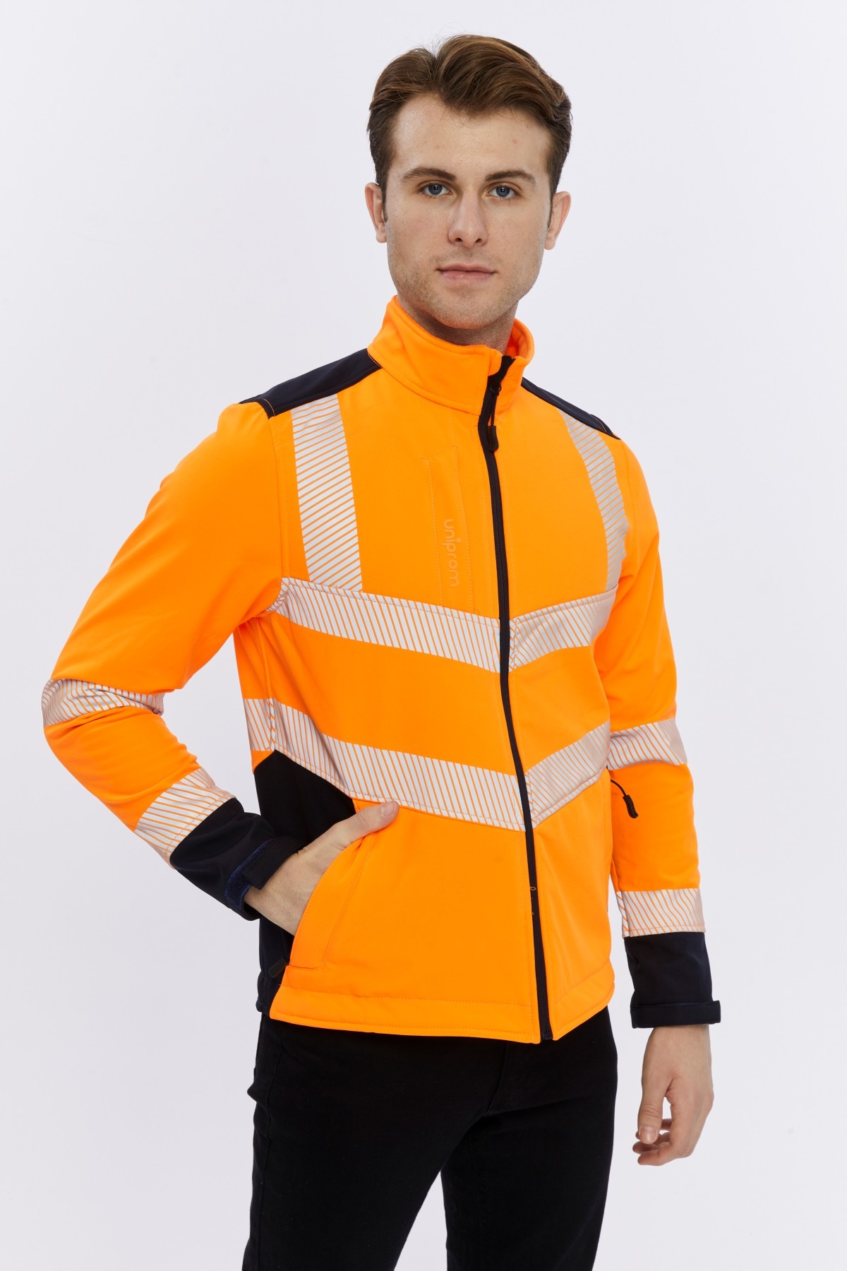 Uniprom Softshell Mont İçi Polarlı Su ve Rüzgar Geçirmez Yüksek Görünümlü Pro Model Neon Turuncu