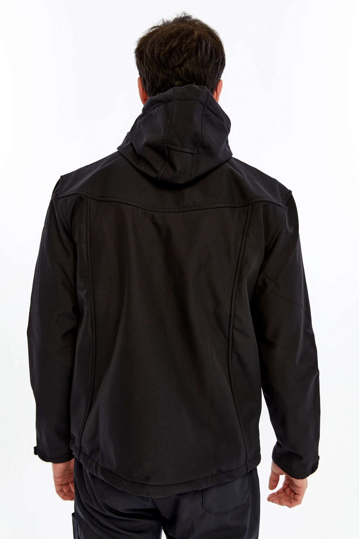 Uniprom Softshell Mont Kapşonlu Erkek Su Ve Rüzgar Geçirmez Mont Siyah 5 Cepli