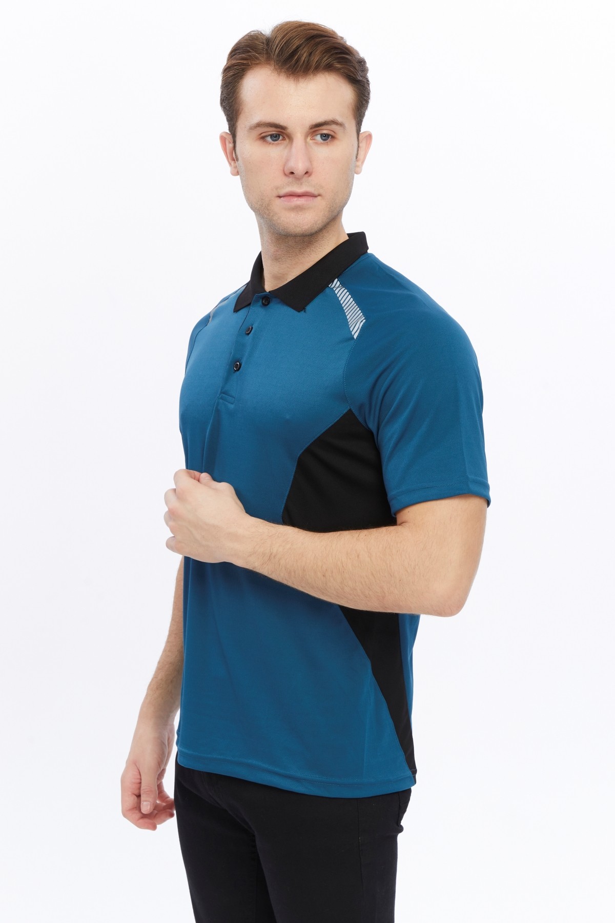 Uniprom Erkek Polo Yaka Tişört Nefes Alan Kumaş Procool Spor Outdoor T-shirt İndigo