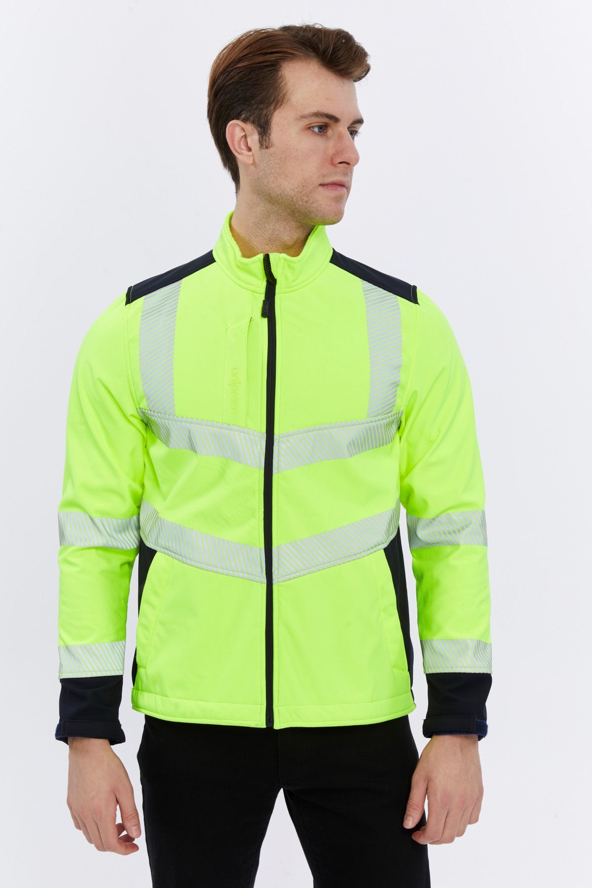 Uniprom Softshell Mont İçi Polarlı Su ve Rüzgar Geçirmez Yüksek Görünümlü Pro Model Neon Sarı