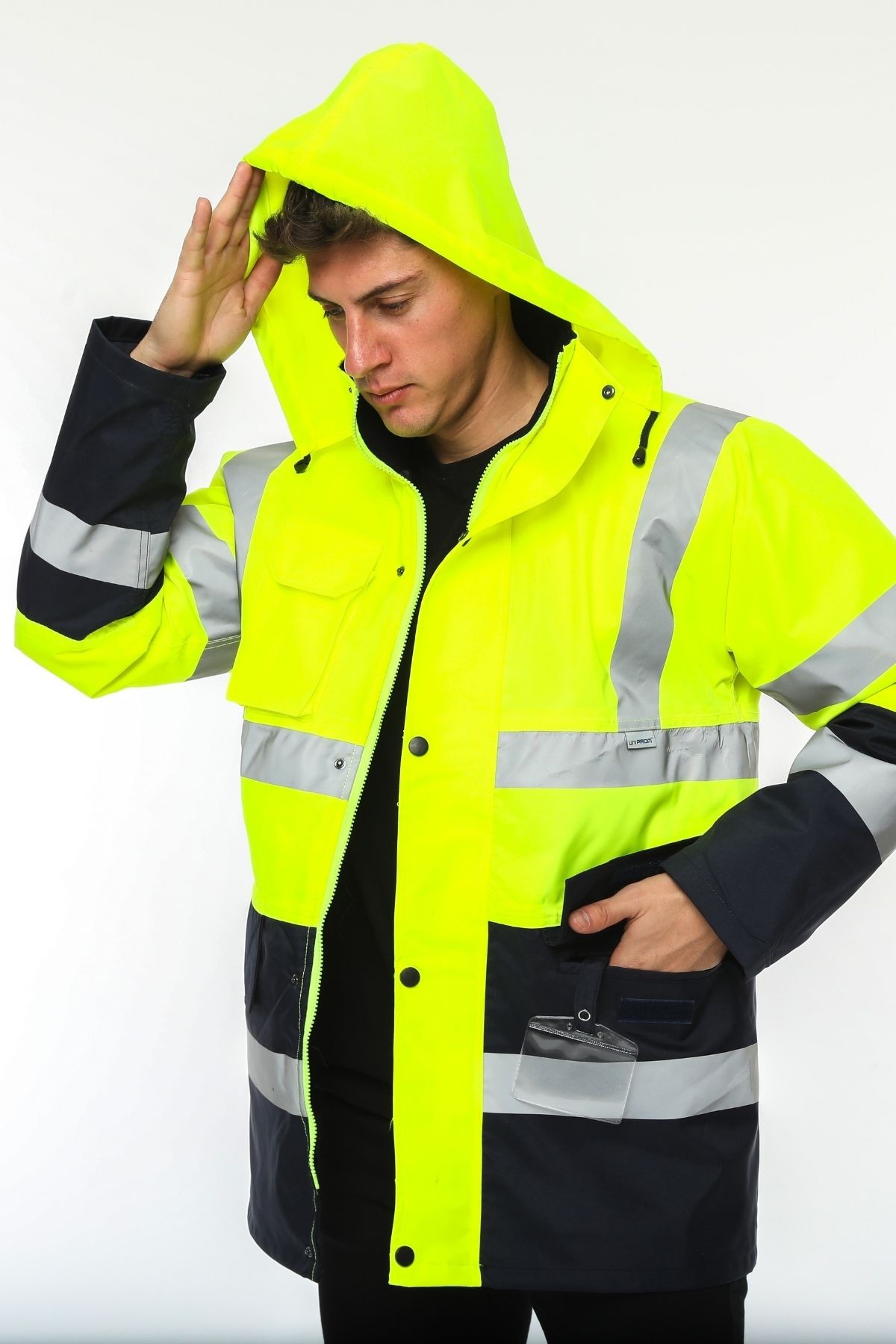 Uniprom İş Kabanı Parka Su ve Rüzgar Geçirmez Rain Safety Model Membranlı Neon Sarı Erkek