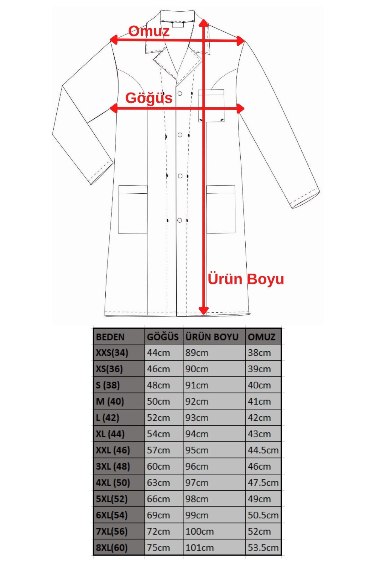 Uniprom Kadın İş Önlüğü Doktor Öğretmen Laborant Öğrenci Eczacı Beyaz