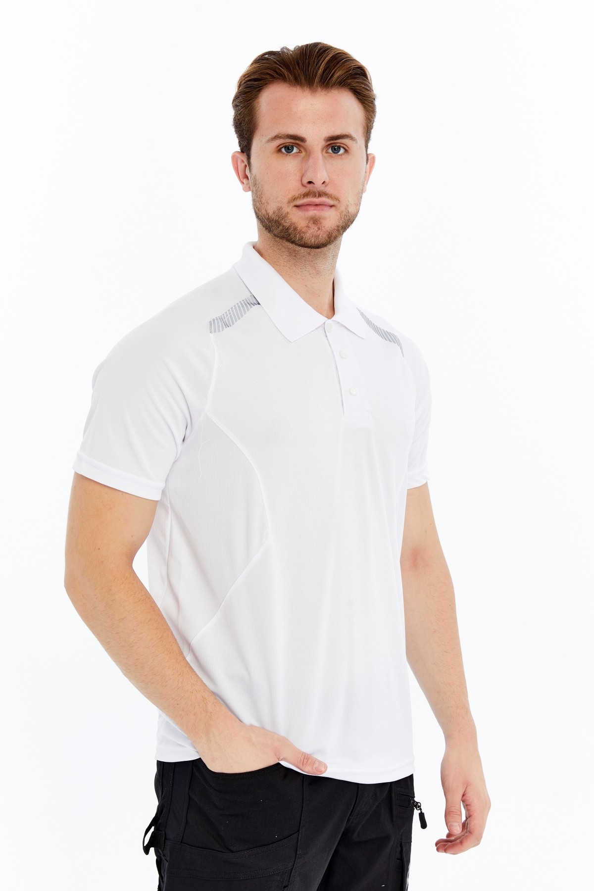 Uniprom Erkek Polo Yaka Tişört Nefes Alan Kumaş Procool Spor Outdoor T-shirt Beyaz
