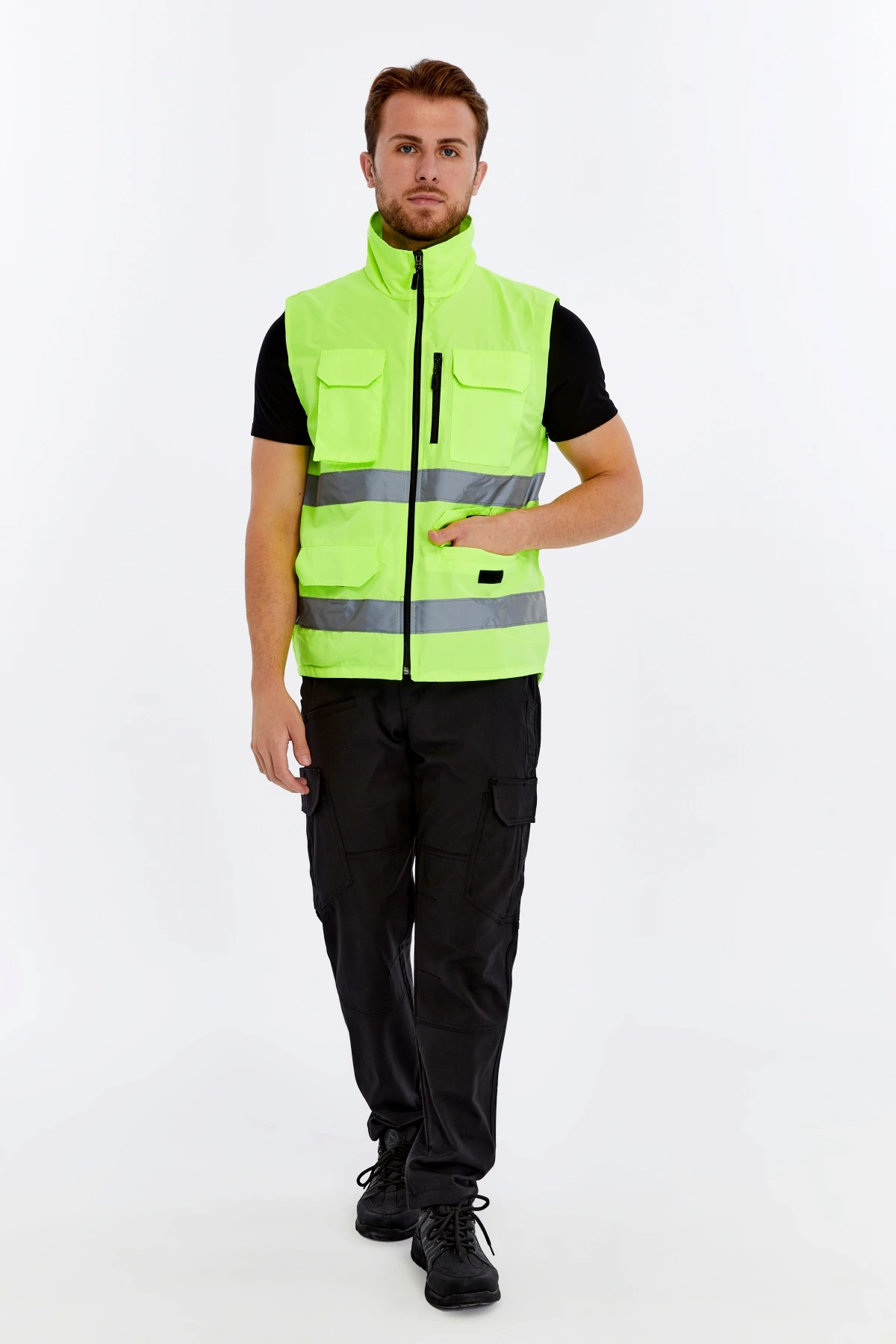 Uniprom Mühendis Yeleği Yönetici İkaz Yeleği Nora Model Reflektörlü Neon Yeşil