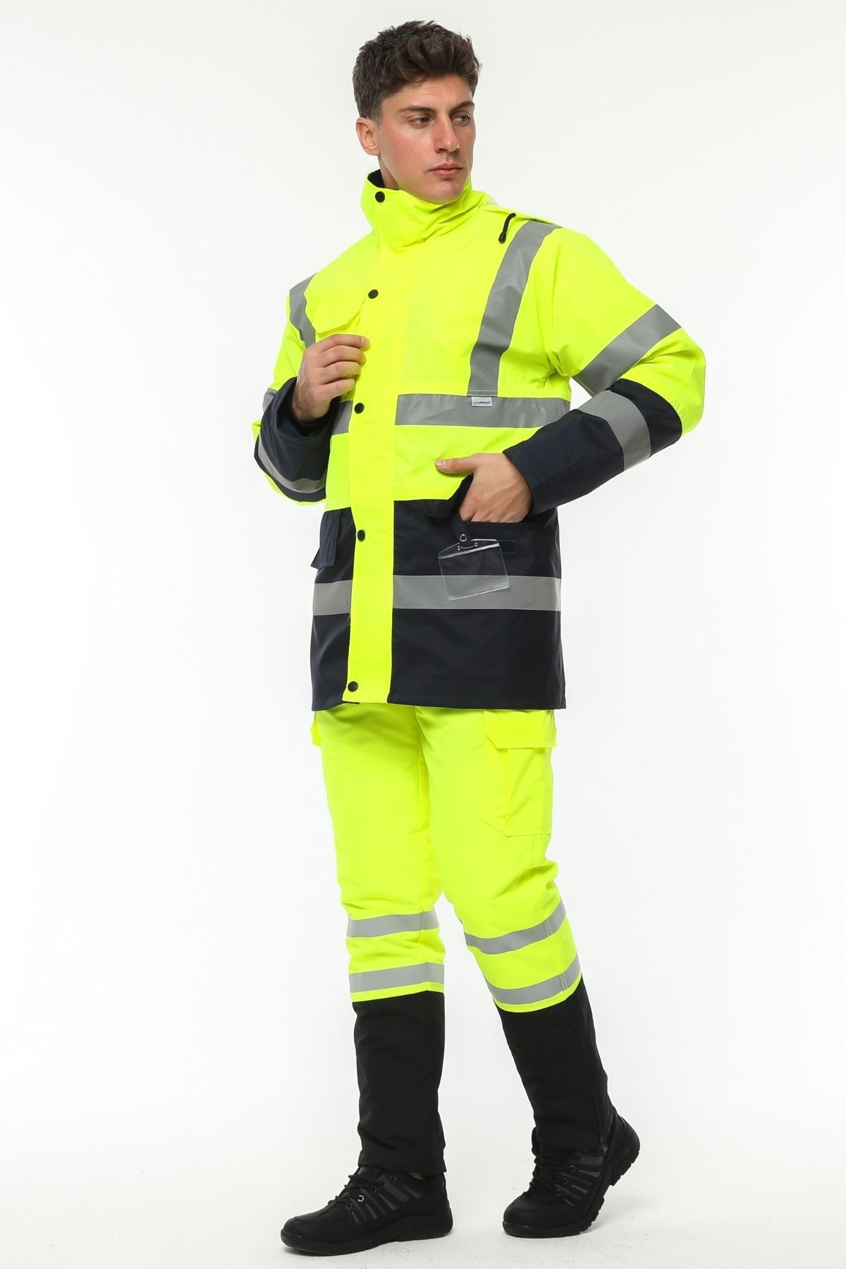 Uniprom İş Kabanı Parka Su ve Rüzgar Geçirmez Rain Safety Model Membranlı Neon Sarı Erkek