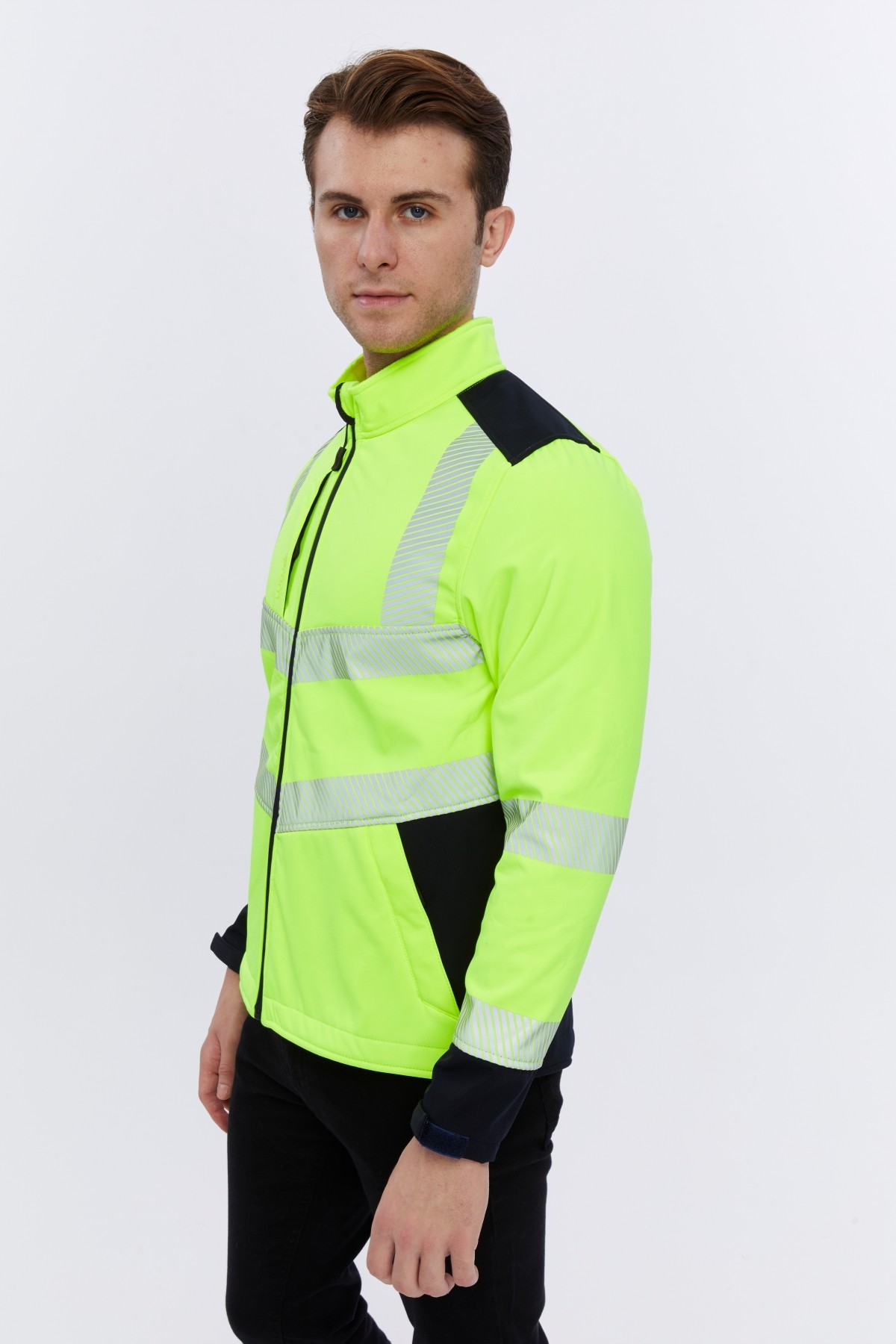 Uniprom Softshell Mont İçi Polarlı Su ve Rüzgar Geçirmez Yüksek Görünümlü Pro Model Neon Sarı