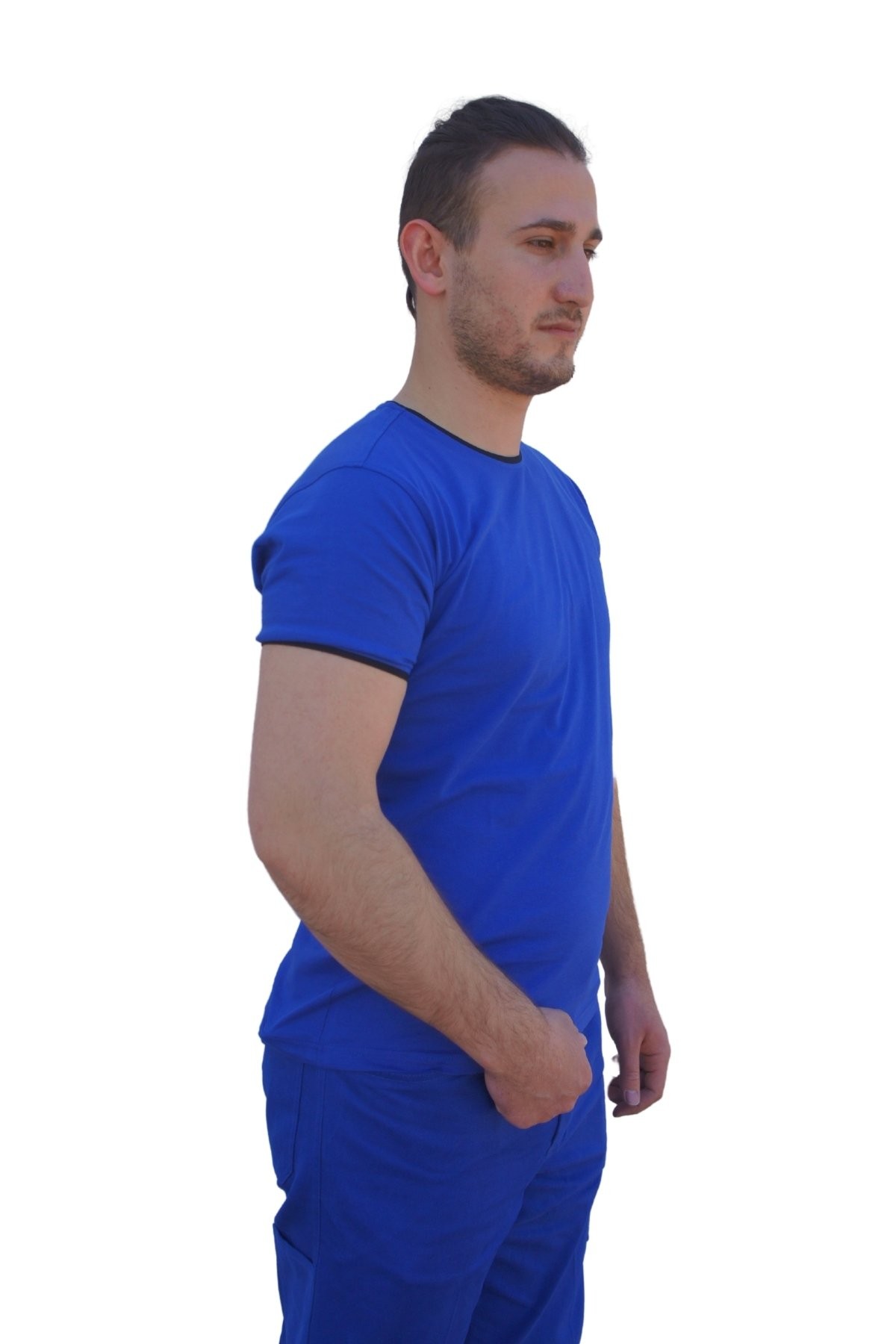 Uniprom Erkek Tişört Sıfır Yaka Biyeli Mavi