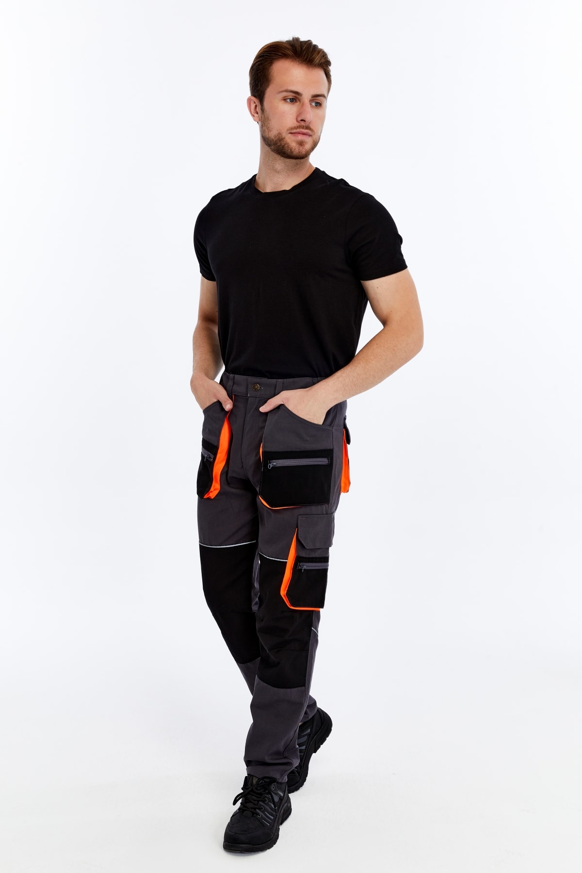 Uniprom İş Pantolonu Lizbon Plus Model Çok Cepli Harman Kumaş Füme
