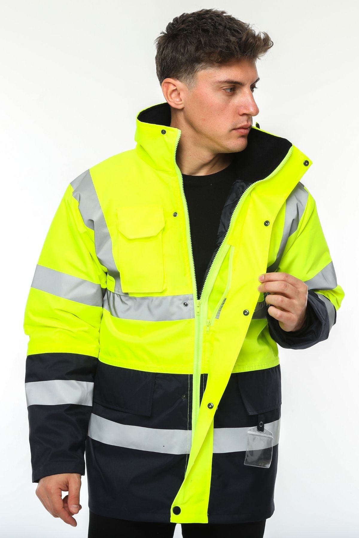 Uniprom İş Kabanı Parka Su ve Rüzgar Geçirmez Rain Safety Model Membranlı Neon Sarı Erkek