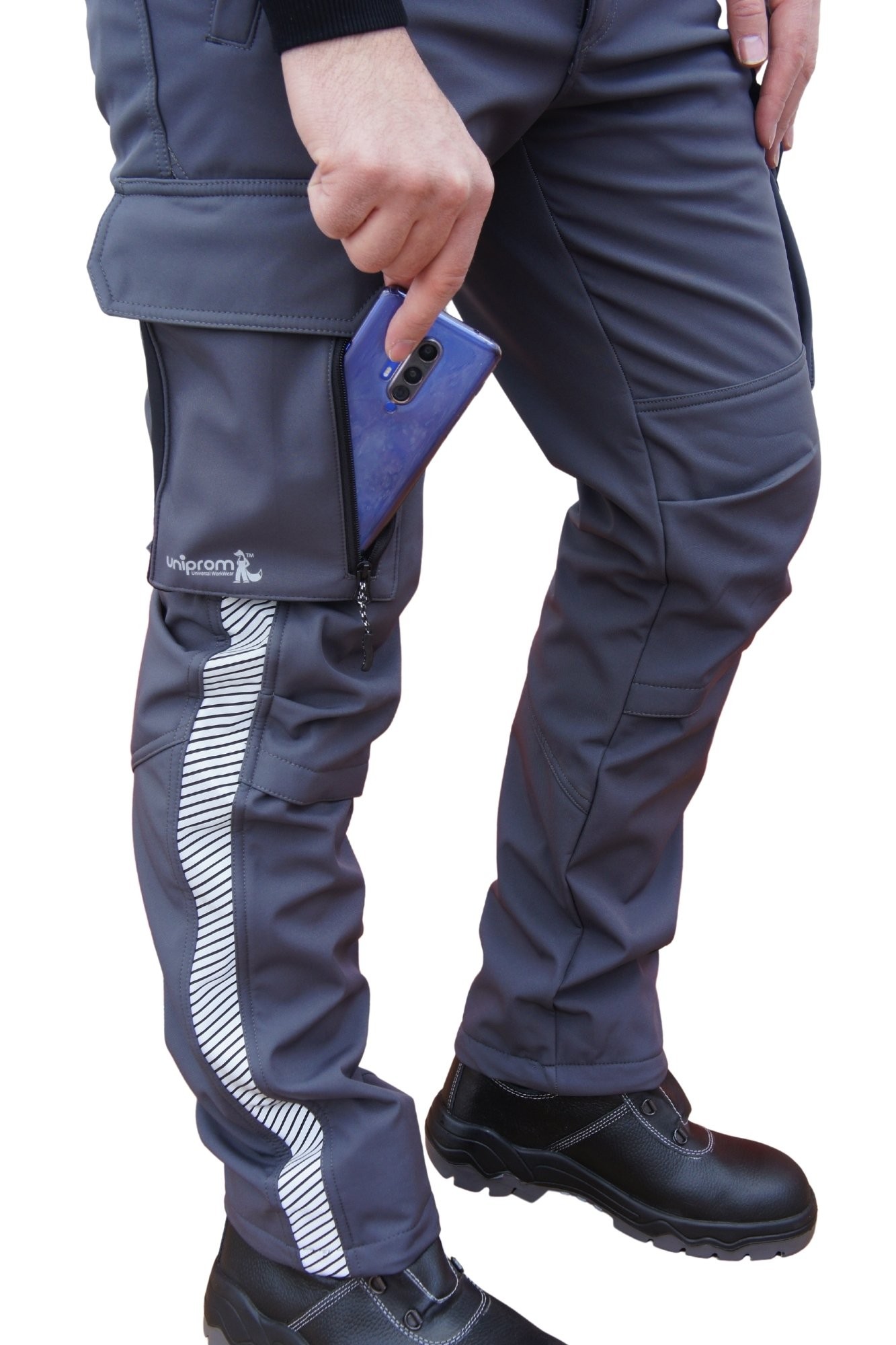 Uniprom Softshell Pantolon Oslo Model Su ve Rüzgar Geçirmez Gri