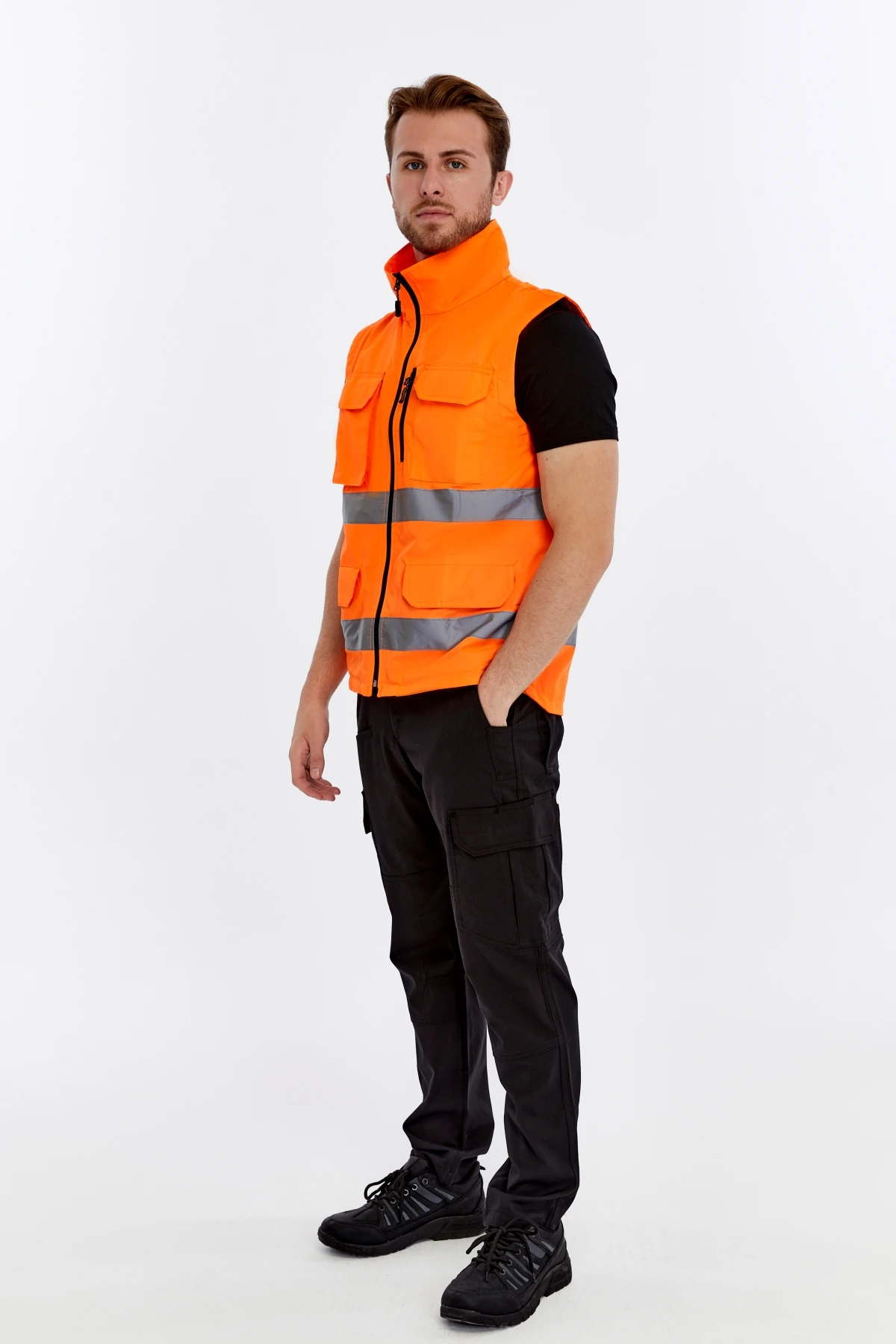 Uniprom Mühendis Yeleği Yönetici İkaz Yeleği Nora Model Reflektörlü Neon Turuncu