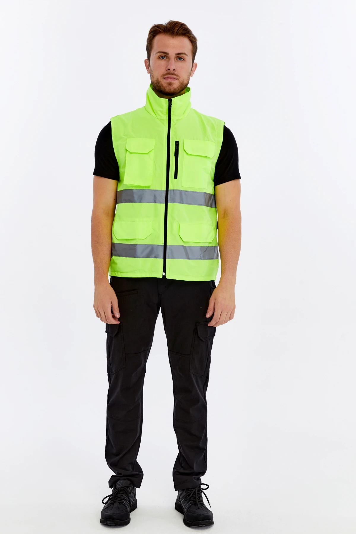 Uniprom Mühendis Yeleği Yönetici İkaz Yeleği Nora Model Reflektörlü Neon Yeşil