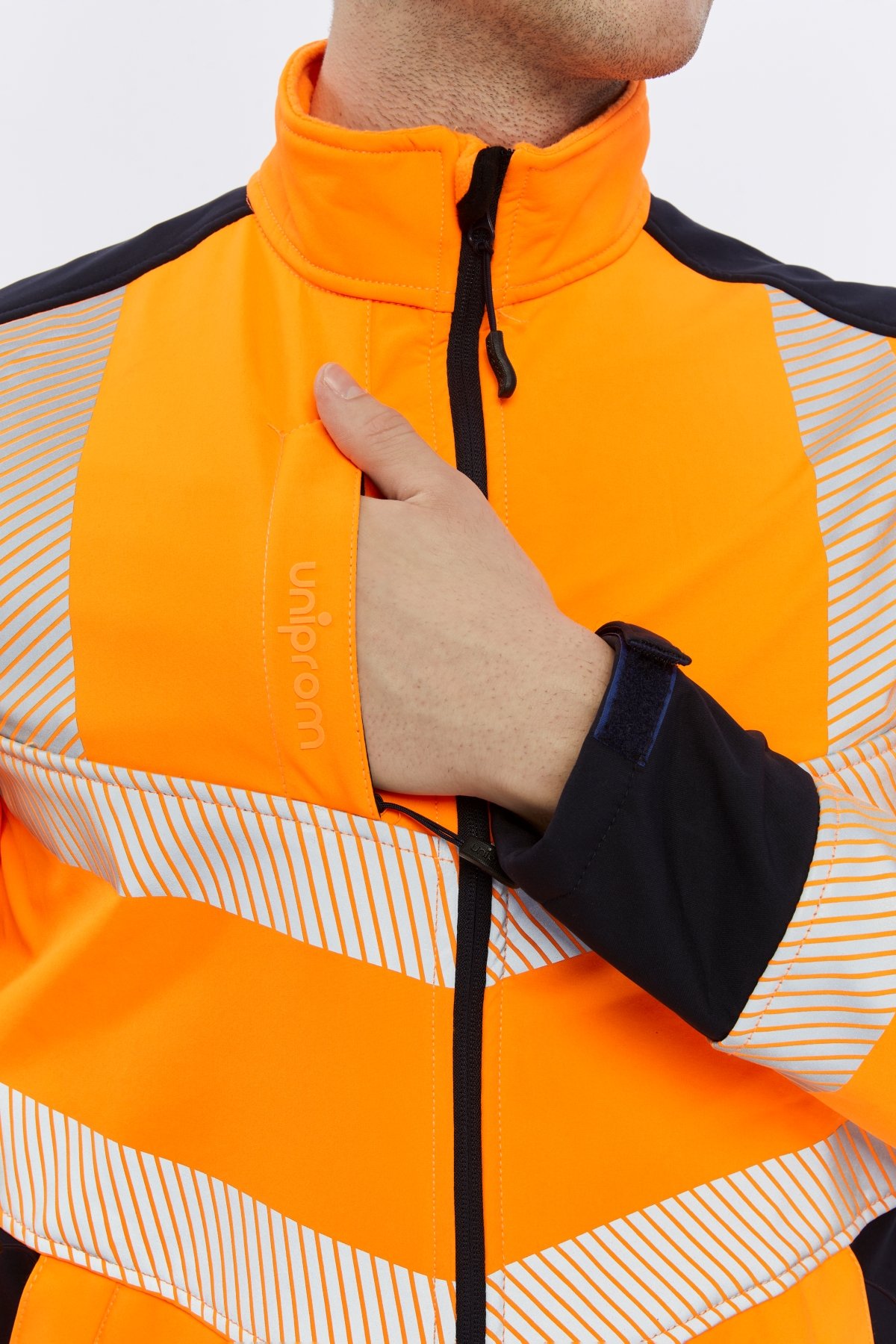 Uniprom Softshell Mont İçi Polarlı Su ve Rüzgar Geçirmez Yüksek Görünümlü Pro Model Neon Turuncu