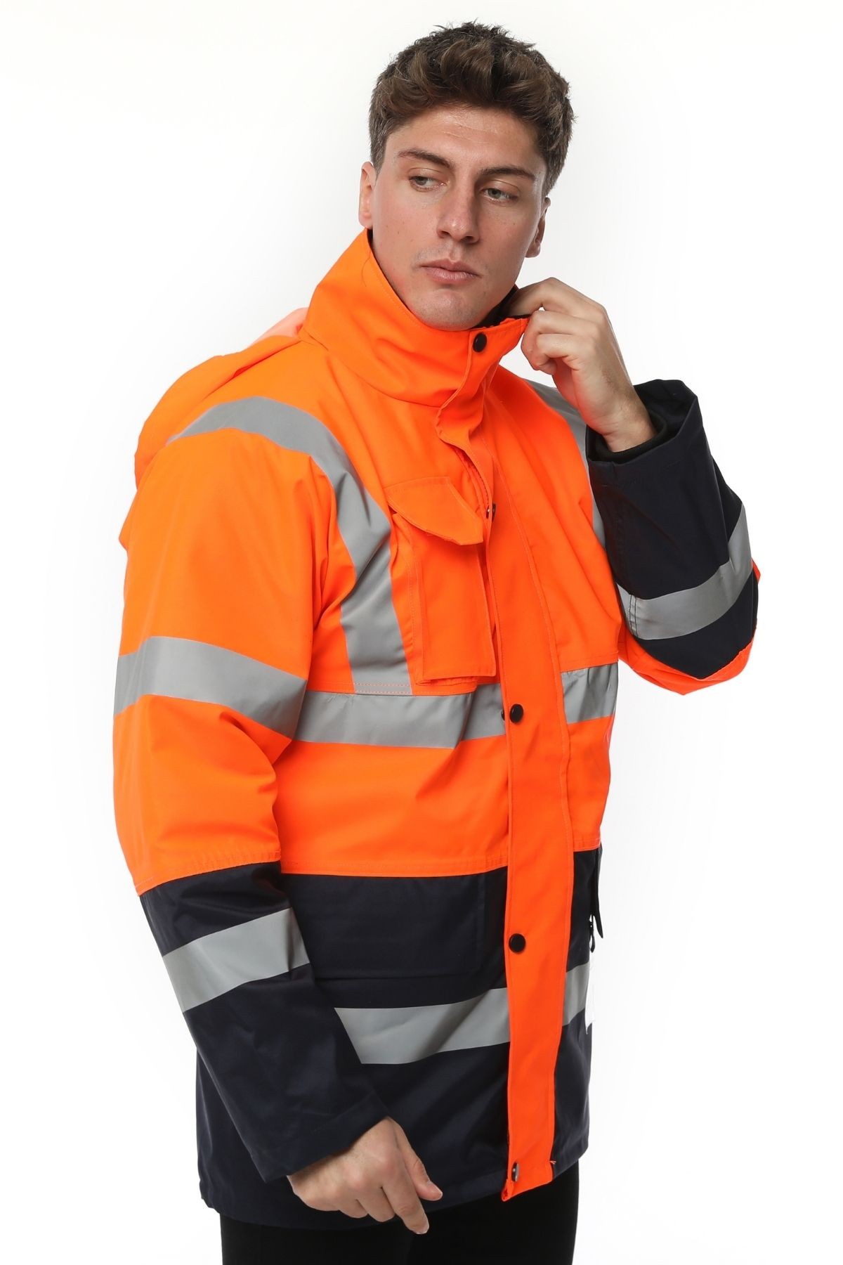 Uniprom İş Kabanı Parka Su ve Rüzgar Geçirmez Rain Safety Model Membranlı Neon Turuncu Erkek