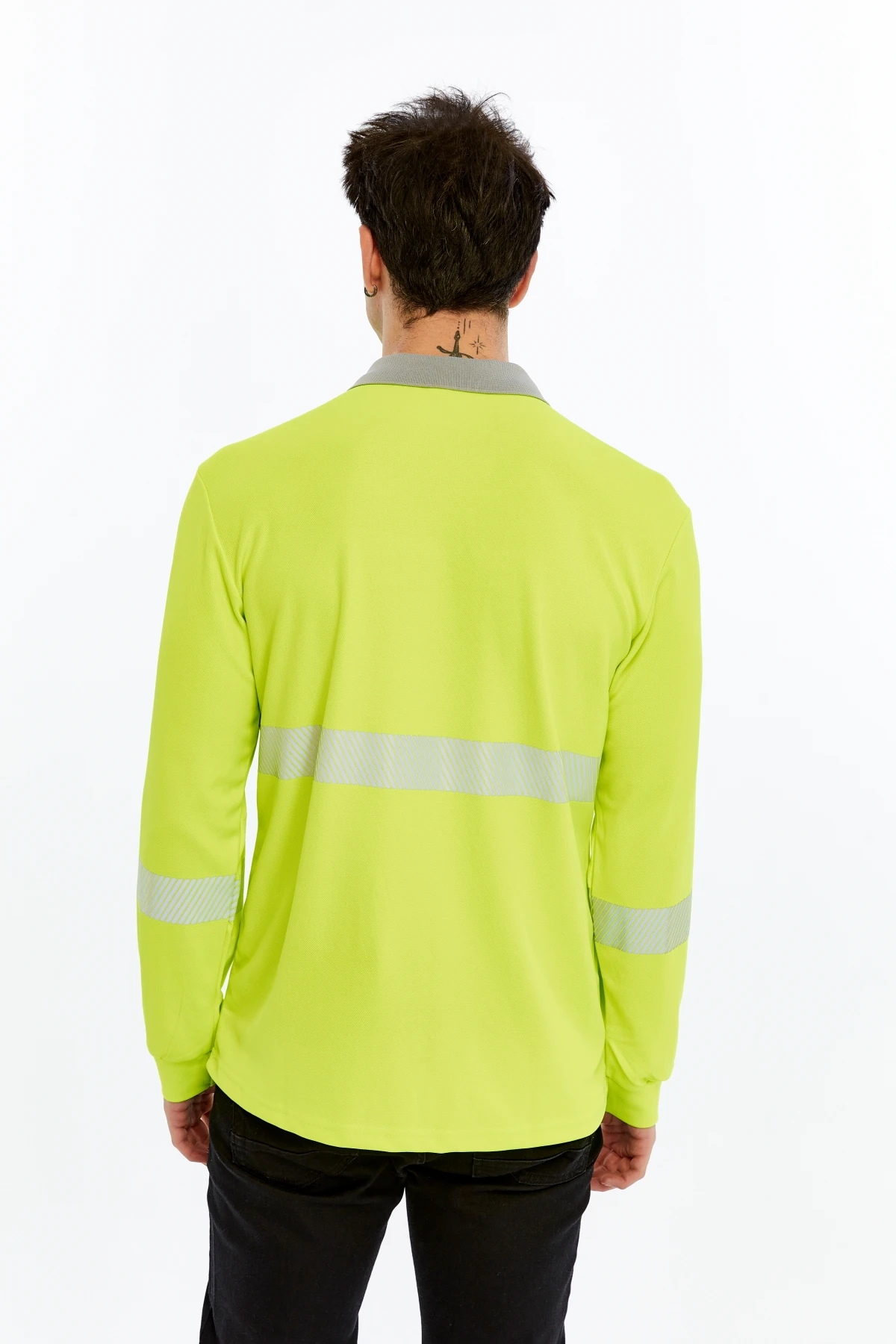UNİPROM Neon Sarı Yüksek Görünürlük Reflektörlü Polo Yaka Sweatshirt (Hi-Vis)