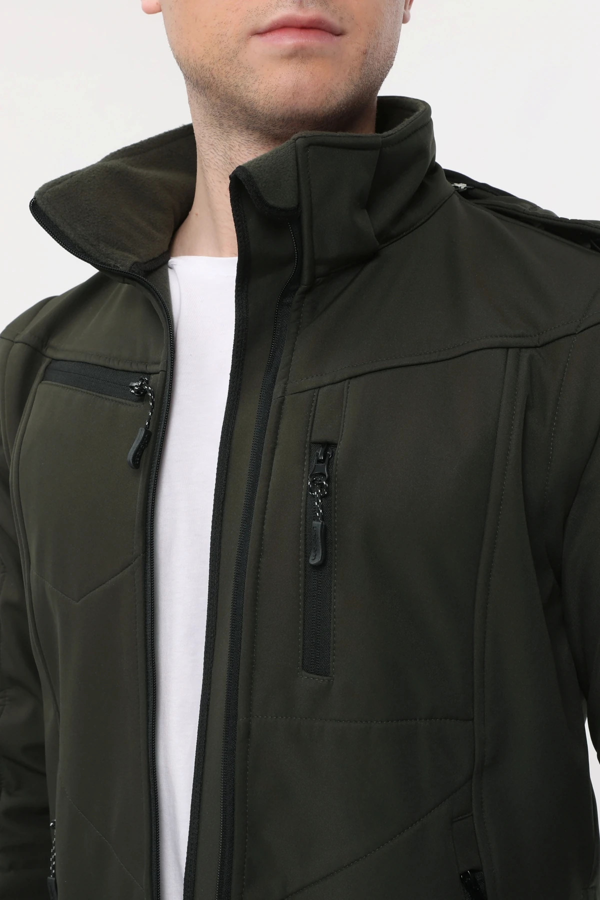 Uniprom Taktikal Softshell Mont Kollar ve Kapşon Çıkabilir Erkek Haki