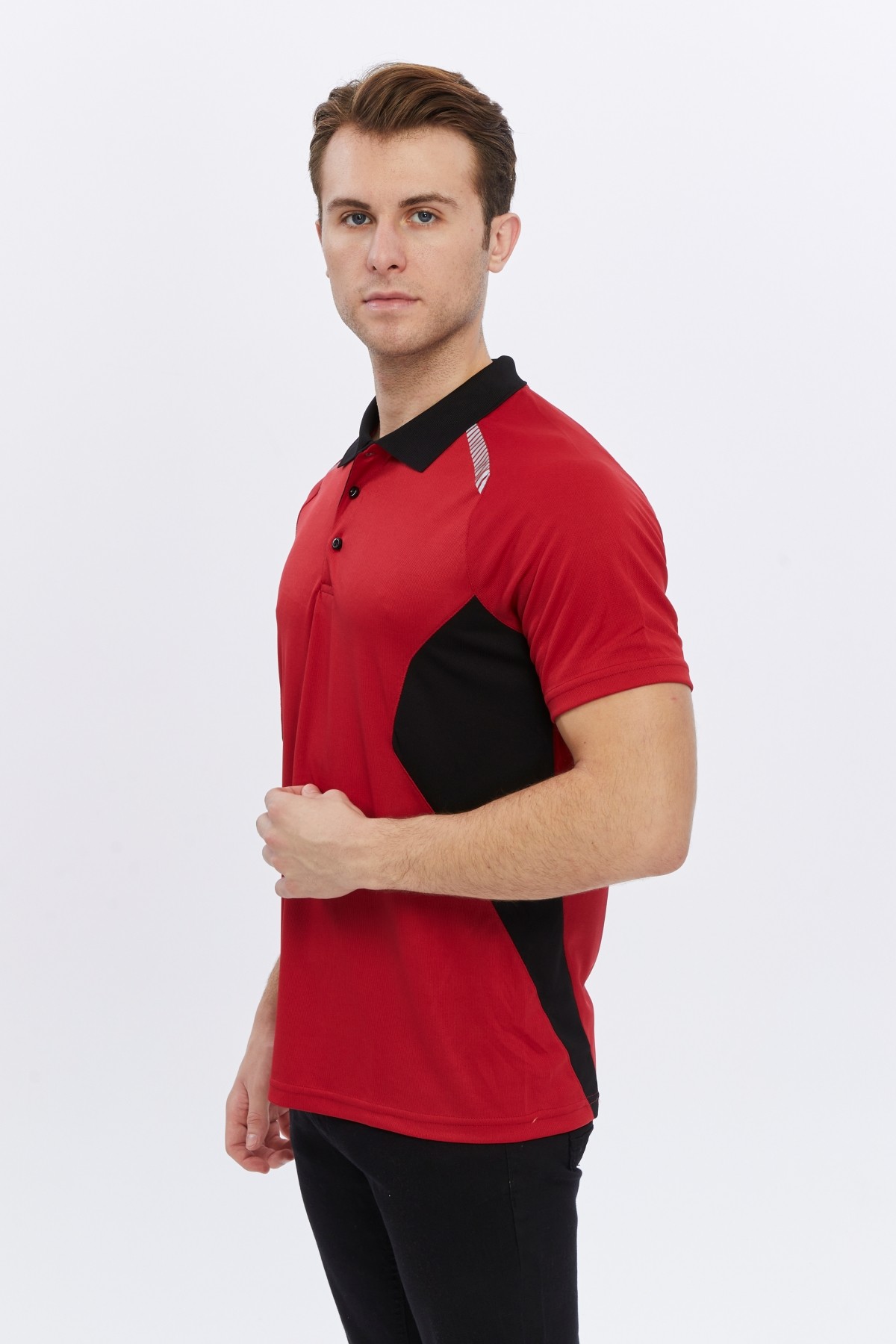 Uniprom Erkek Polo Yaka Tişört Nefes Alan Kumaş Procool Spor Outdoor T-shirt Kırmızı