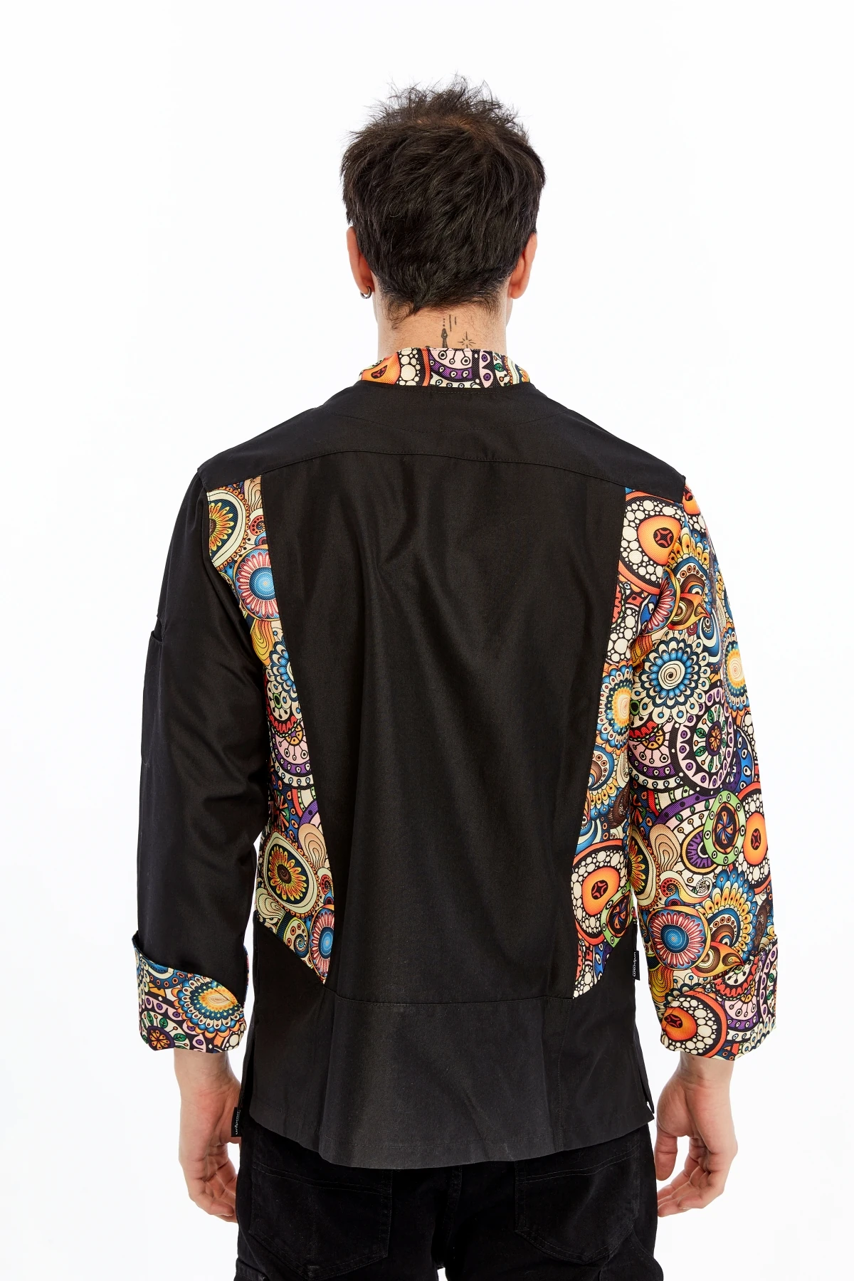 Uniprom Uzun Kollu Aşçı Ceketi Önlük Şef, Garson Retro Model Siyah