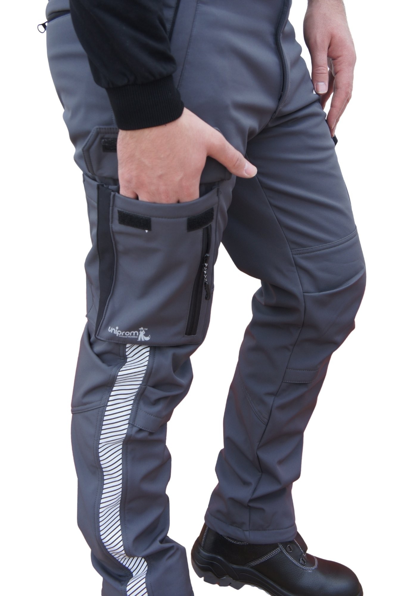 Uniprom Softshell Pantolon Oslo Model Su ve Rüzgar Geçirmez Gri