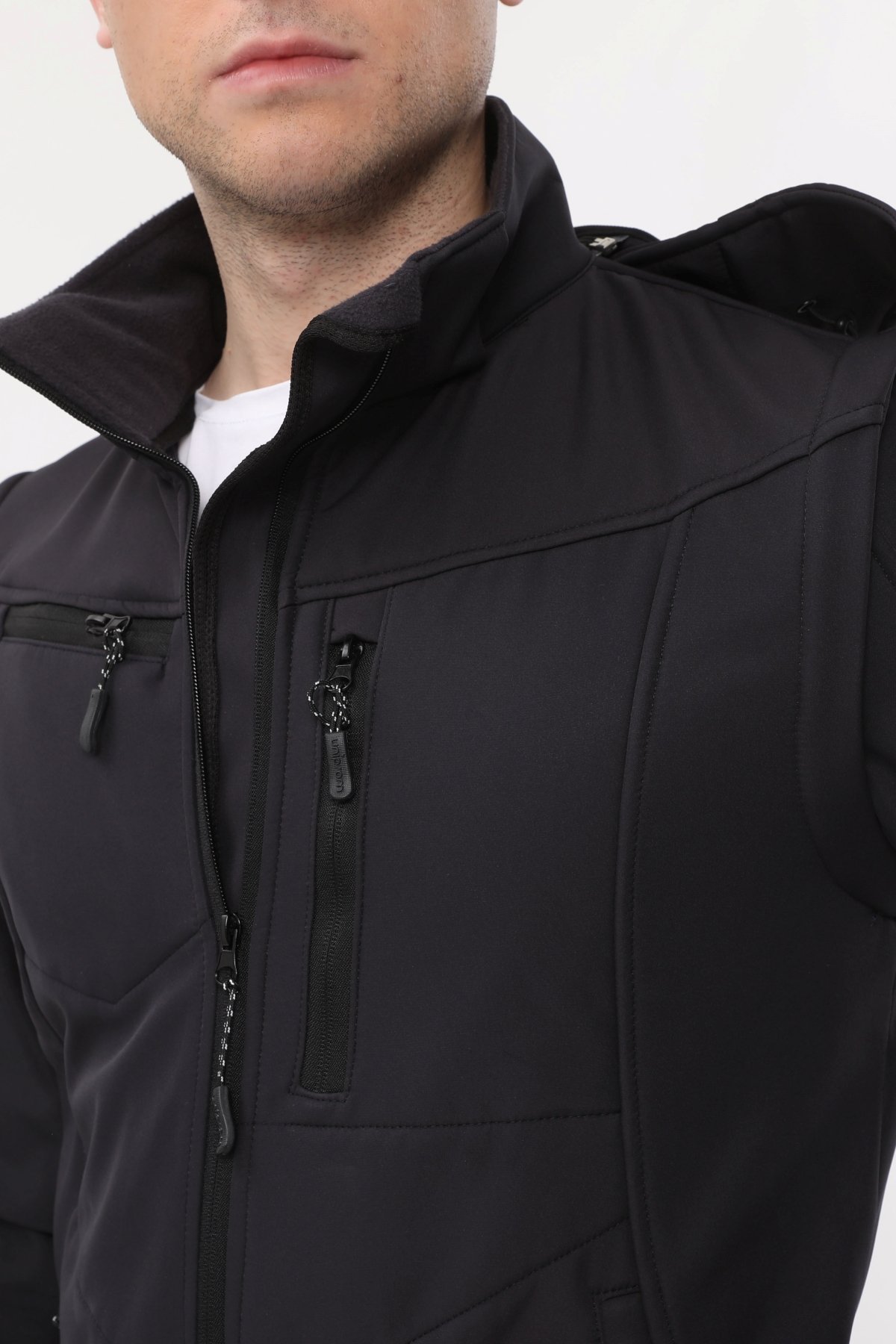 Uniprom Taktikal Softshell Mont Kollar ve Kapşon Çıkabilir Erkek Füme