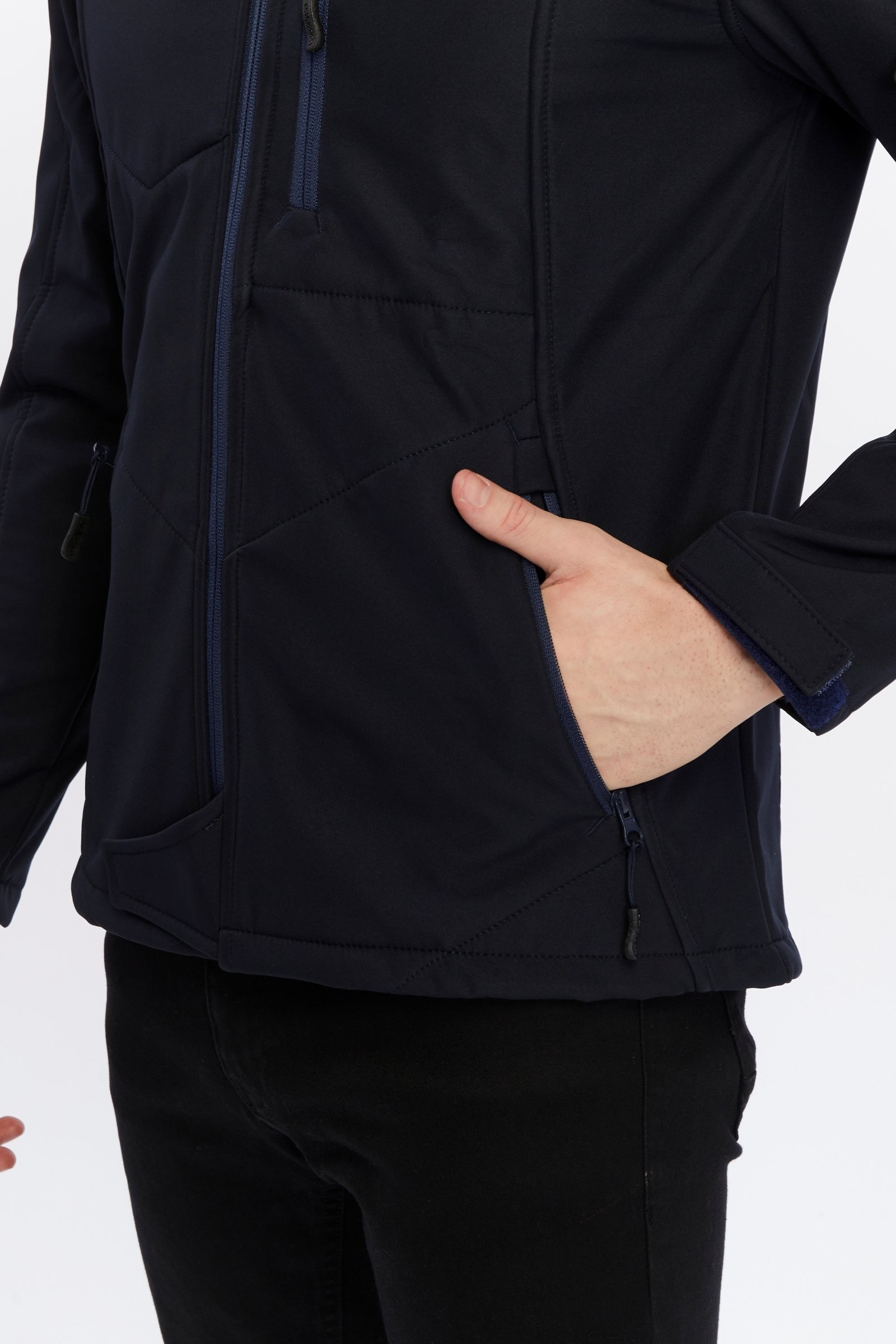 Uniprom Softshell Mont Kapşonlu Erkek Su Ve Rüzgar Geçirmez Mont Lacivert 5 Cepli