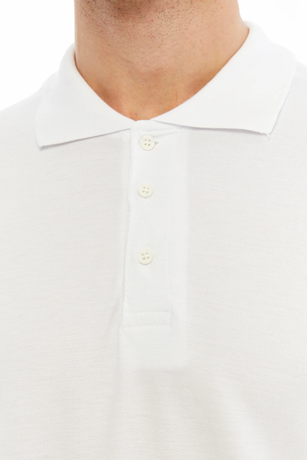 Uniprom Erkek Uzun Kollu Polo Yaka Pamuk Tişört Uzun Kollu T Shirt Beyaz