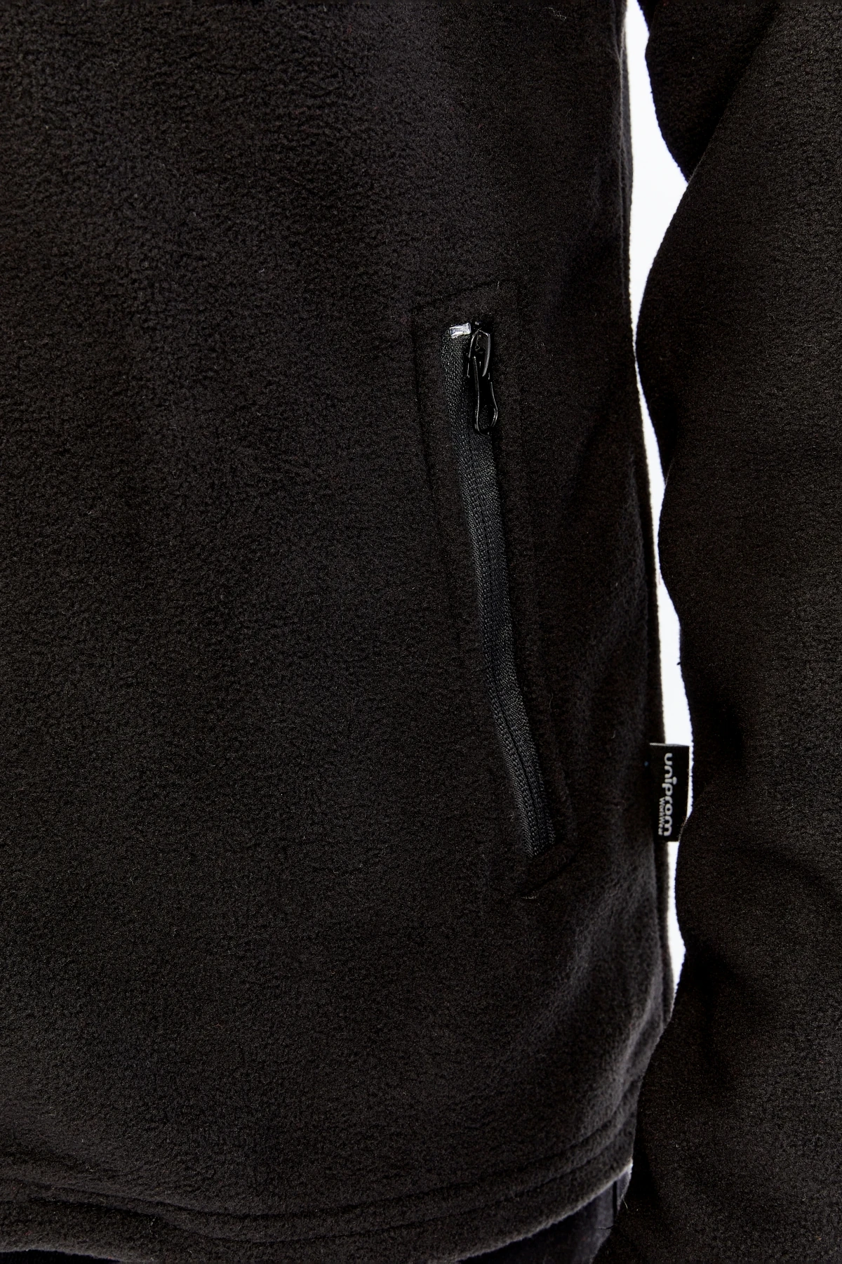 Uniprom Erkek Özel Güvenlik Polar Ceket Tam Fermuarlı 3 Cepli Siyah