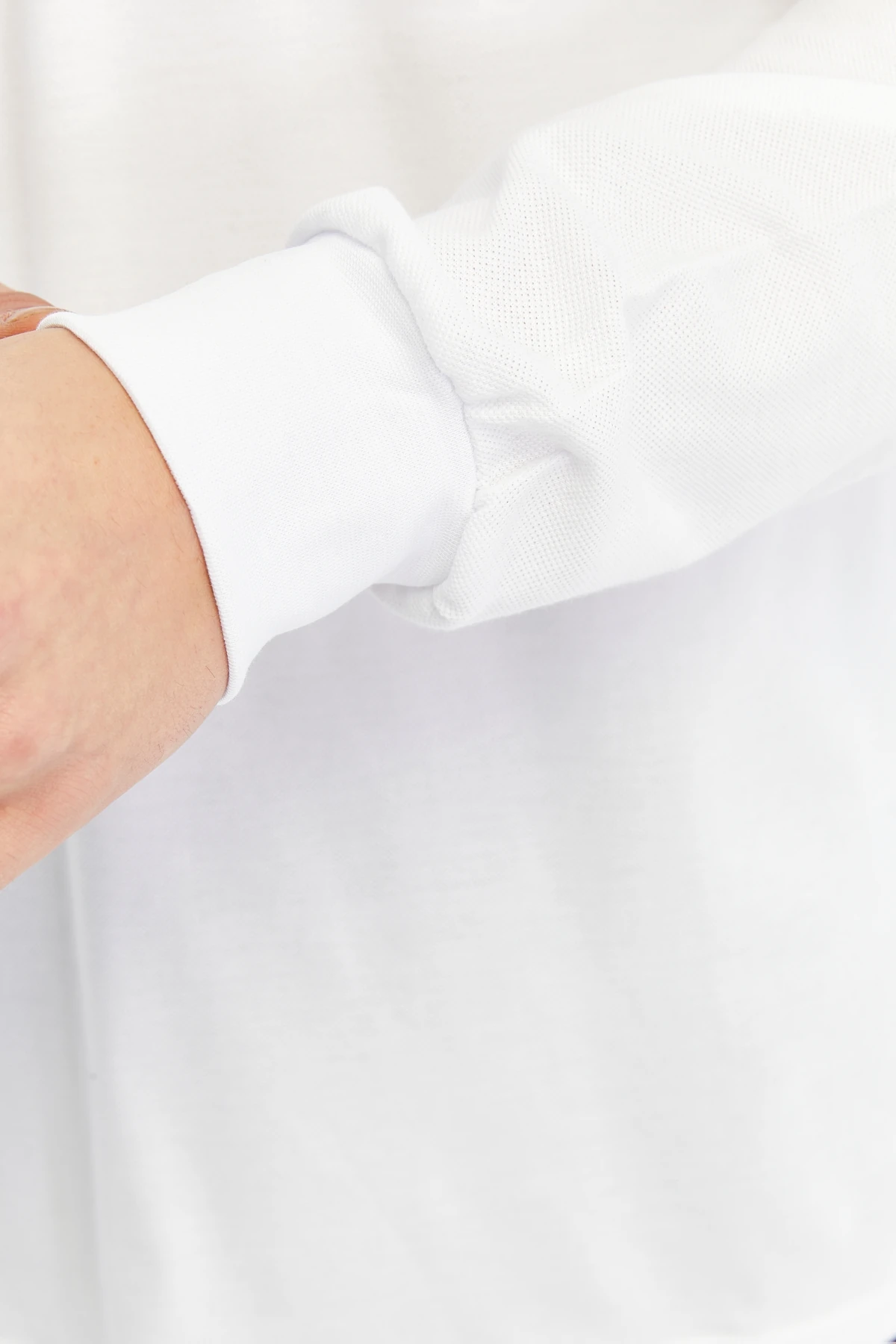 Uniprom Erkek Uzun Kollu Polo Yaka Pamuk Tişört Uzun Kollu T Shirt Beyaz