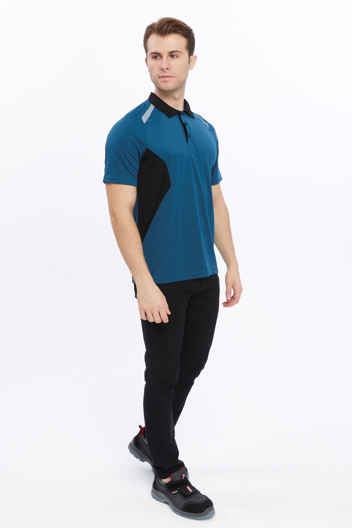 Uniprom Erkek Polo Yaka Tişört Nefes Alan Kumaş Procool Spor Outdoor T-shirt İndigo