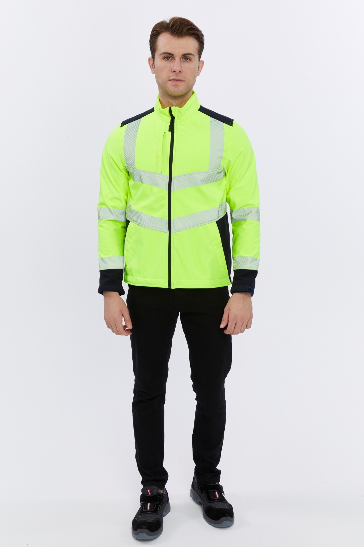 Uniprom Softshell Mont İçi Polarlı Su ve Rüzgar Geçirmez Yüksek Görünümlü Pro Model Neon Sarı