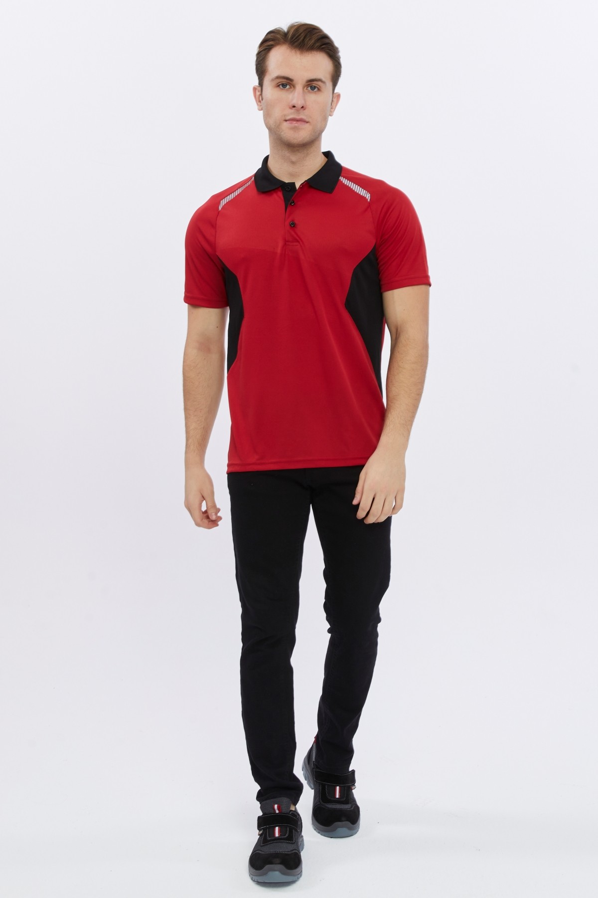 Uniprom Erkek Polo Yaka Tişört Nefes Alan Kumaş Procool Spor Outdoor T-shirt Kırmızı