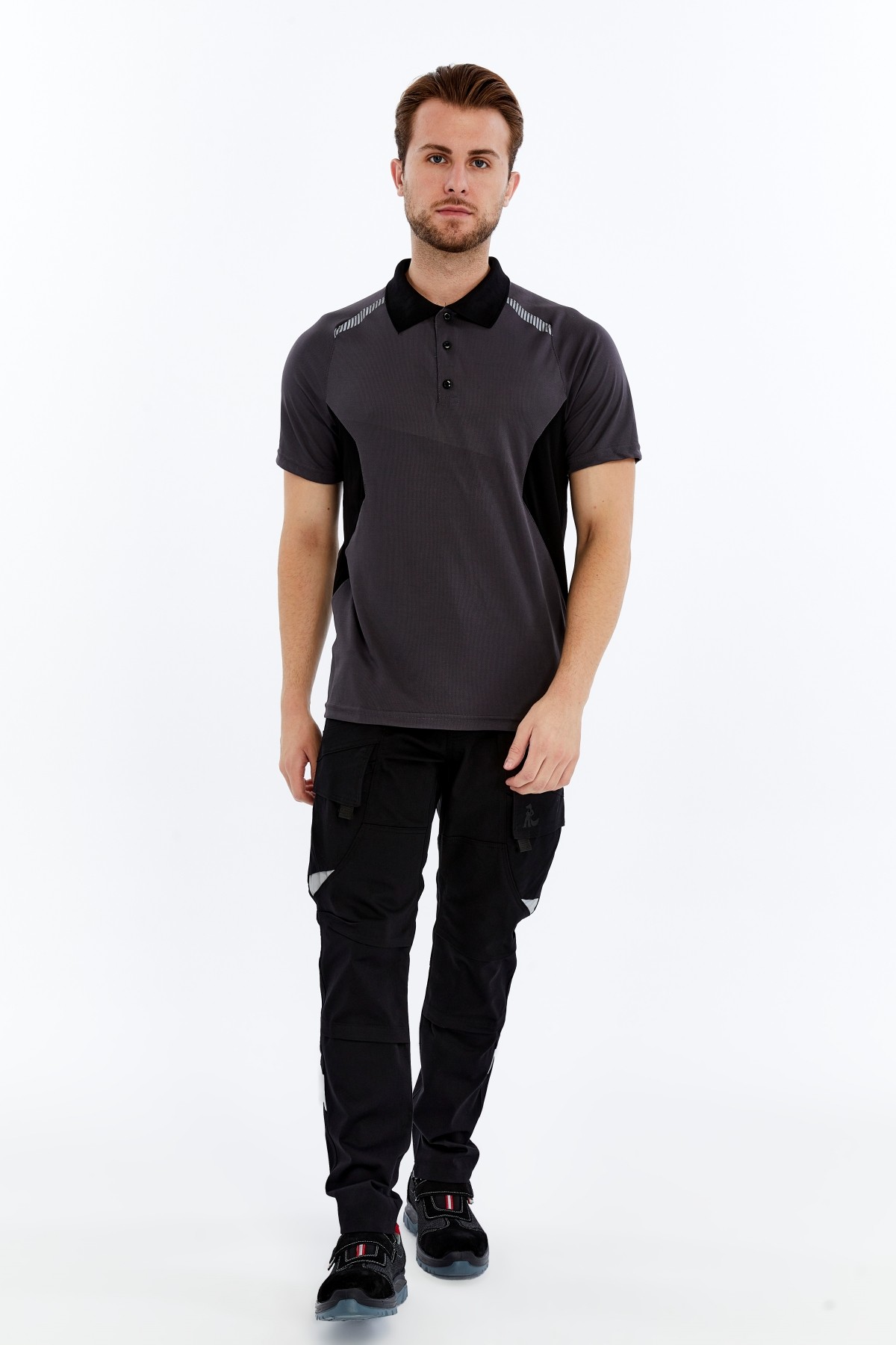Uniprom Erkek Polo Yaka Tişört Nefes Alan Kumaş Procool Spor Outdoor T-shirt Füme