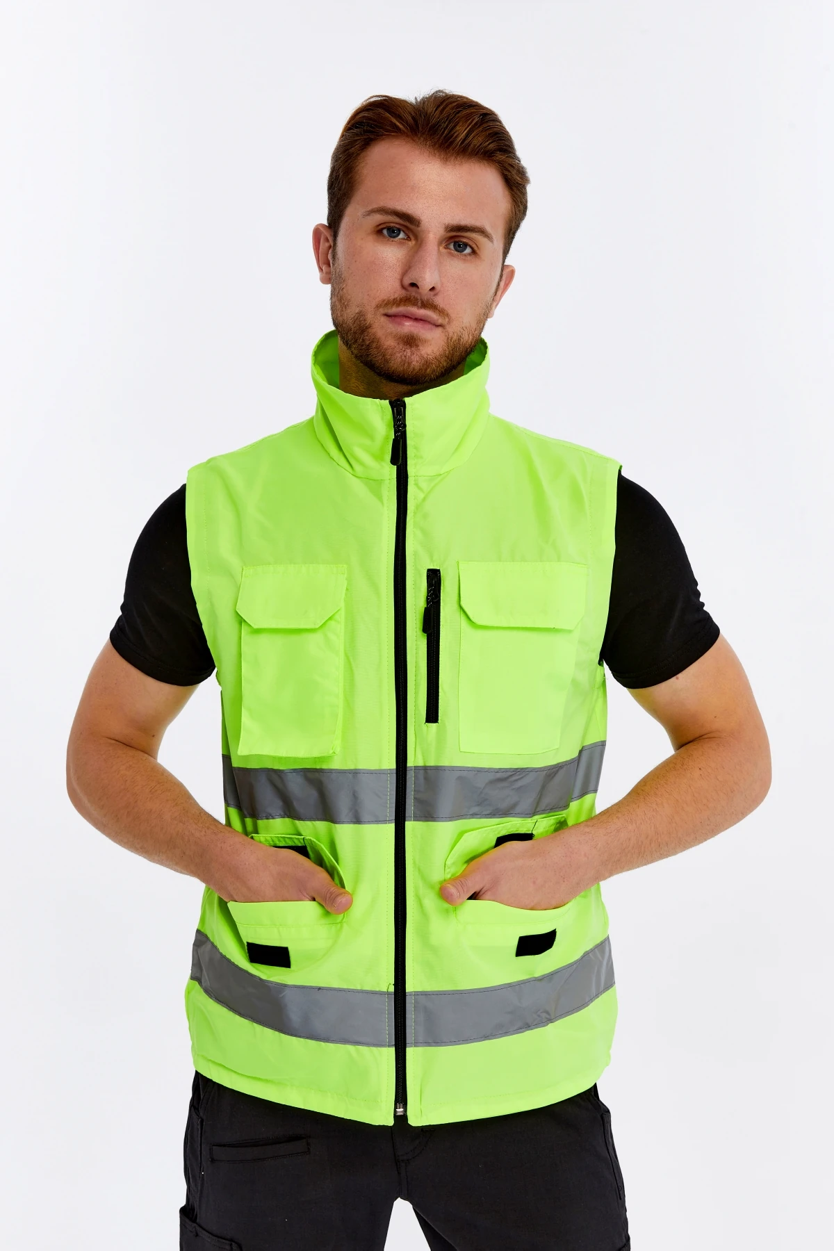 Uniprom Mühendis Yeleği Yönetici İkaz Yeleği Nora Model Reflektörlü Neon Yeşil