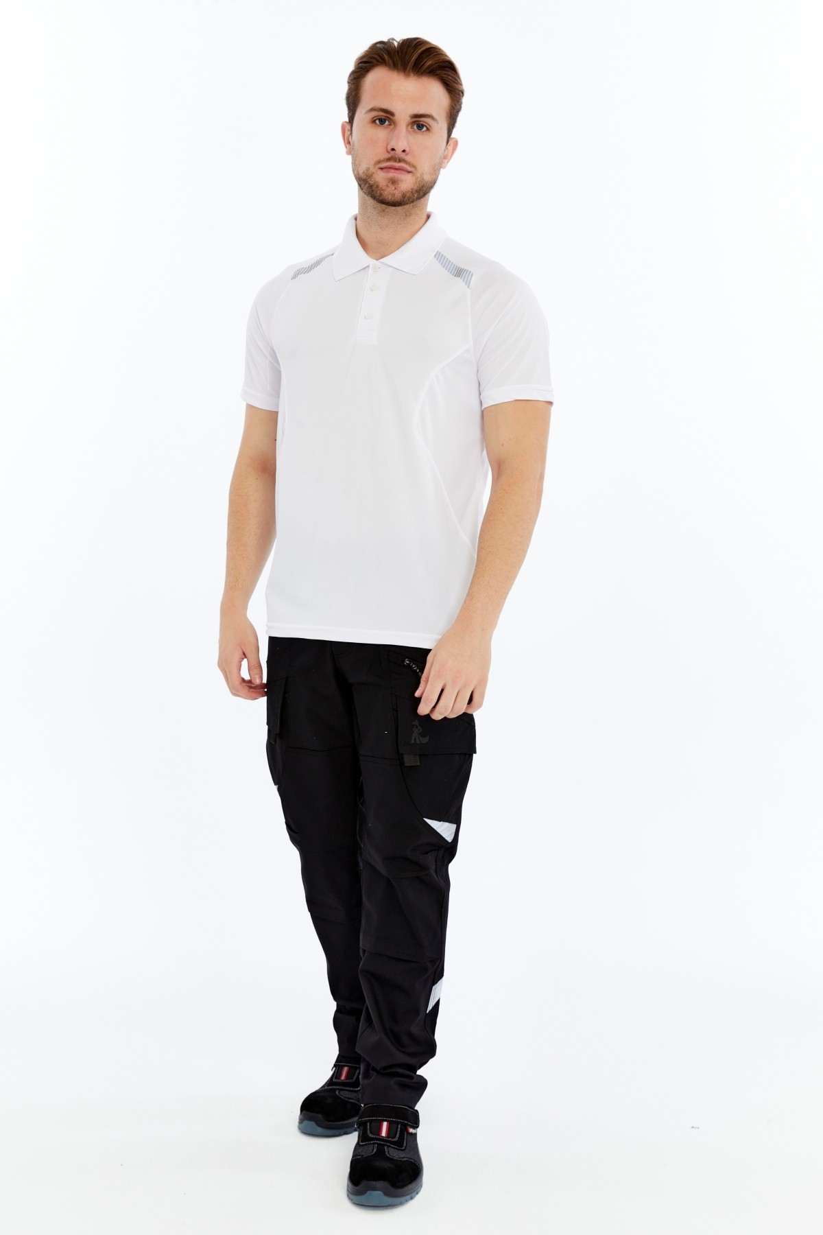 Uniprom Erkek Polo Yaka Tişört Nefes Alan Kumaş Procool Spor Outdoor T-shirt Beyaz
