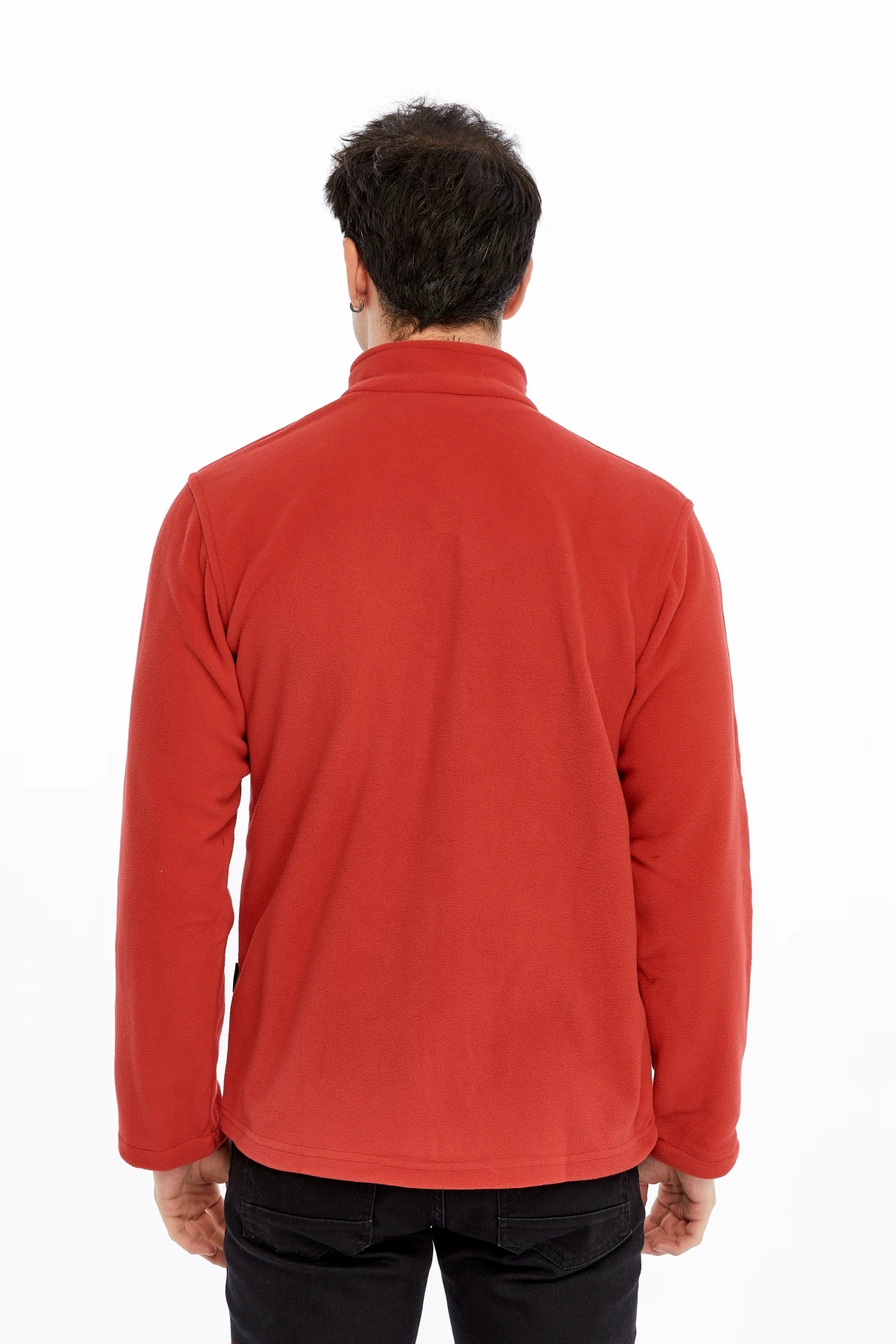 Uniprom Erkek Polar Ceket Tam Fermuarlı 3 Cepli Kırmızı Reçme